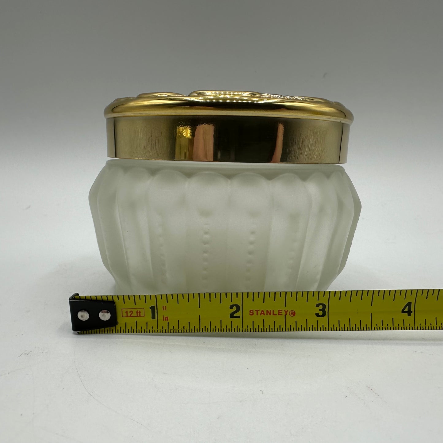 1960's Estee Lauder Re-Nutriv Powder Frosted Decorative Glass Jar Gold, Lot of 2