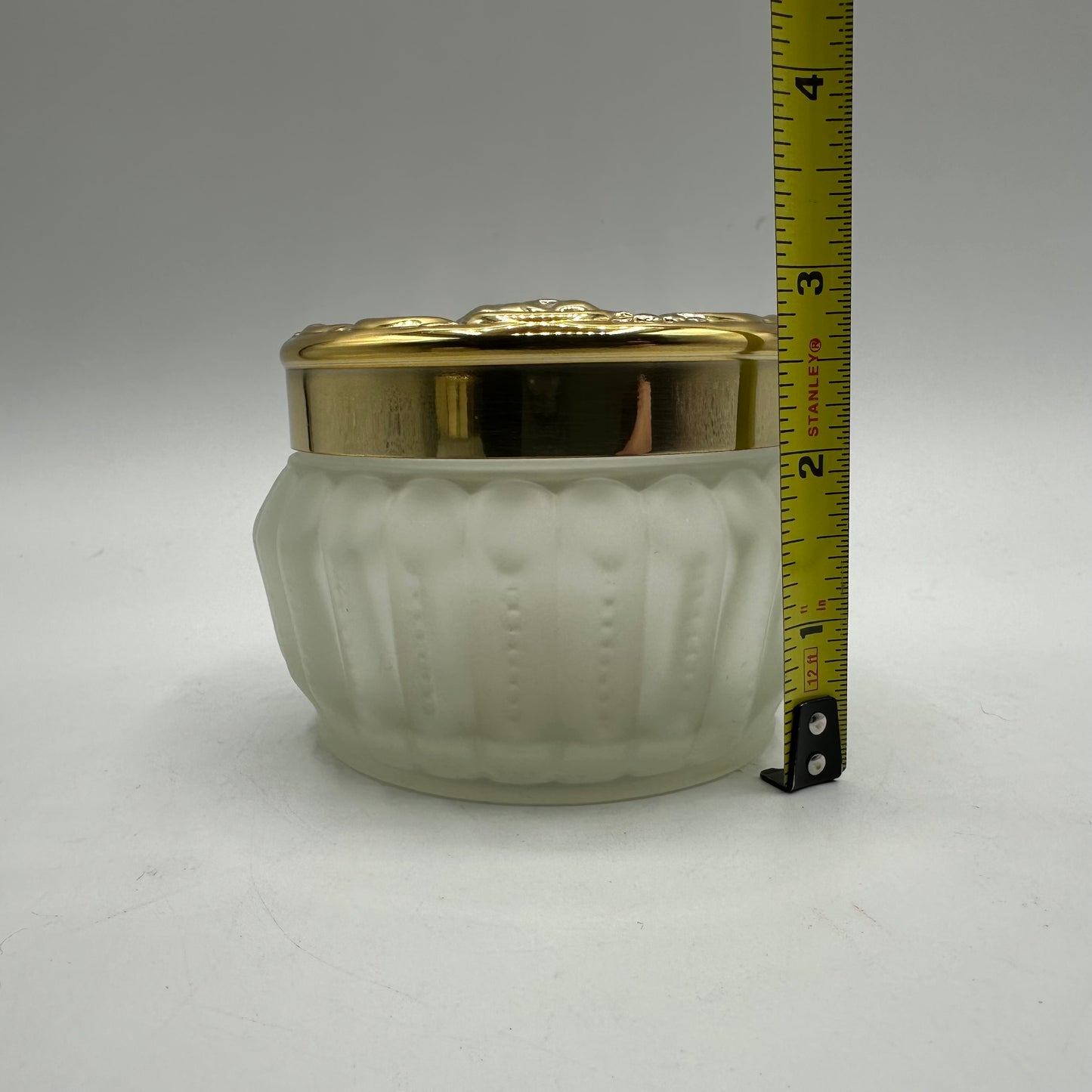 1960's Estee Lauder Re-Nutriv Powder Frosted Decorative Glass Jar Gold, Lot of 2