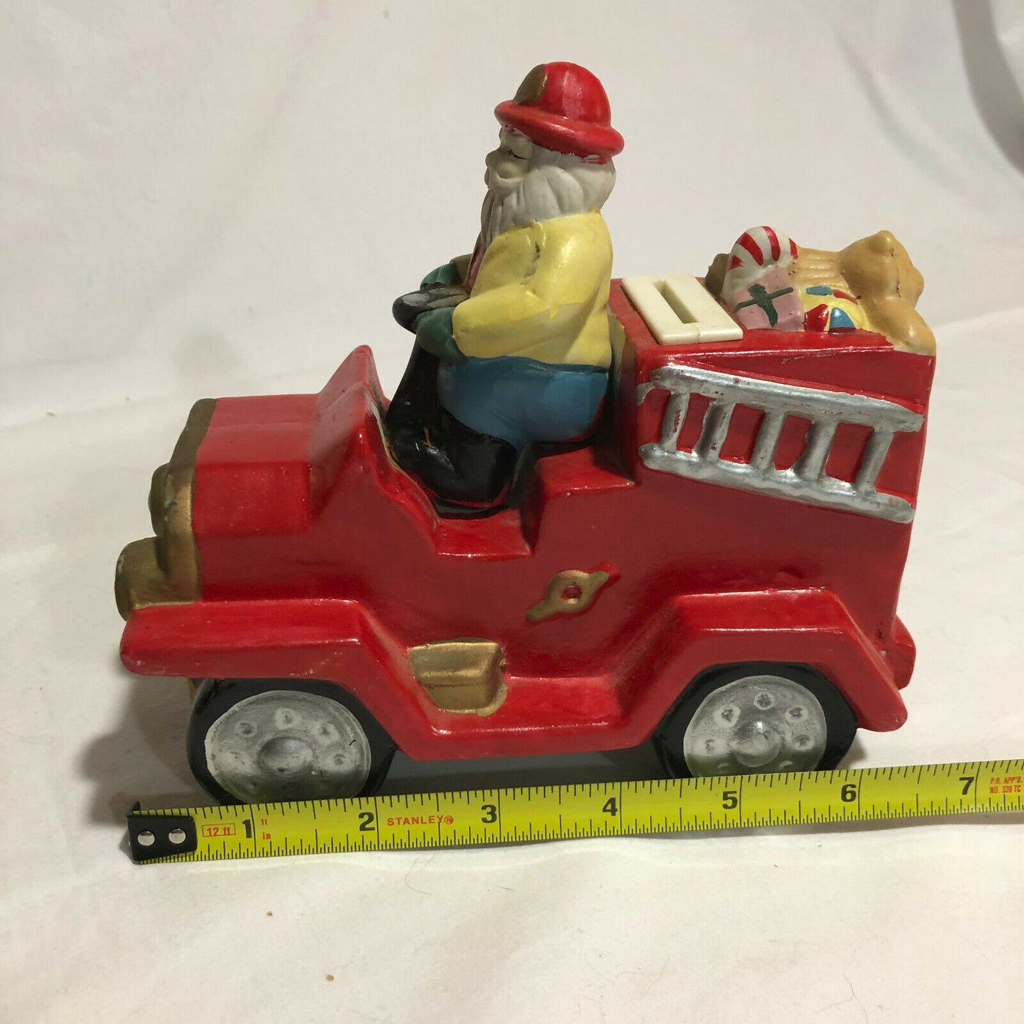 Ceramic Santa on Fire Truck Bank - Very Unique - Nostalgia 2 Now