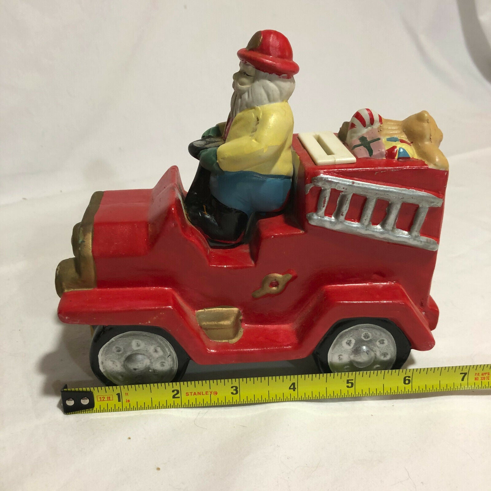 Ceramic Santa on Fire Truck Bank - Very Unique - Nostalgia 2 Now