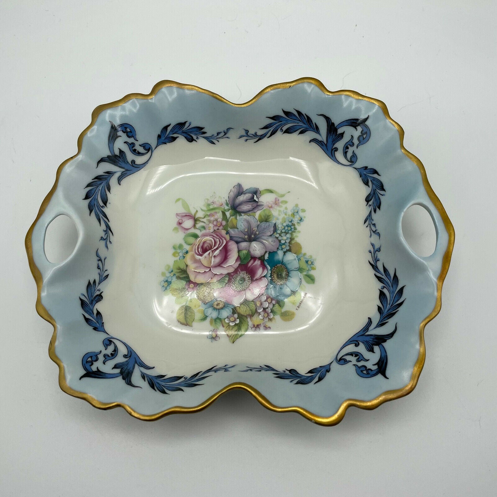 Vintage Limoges Small Trinket Dish With Gold Rim and Floral Design - Nostalgia 2 Now