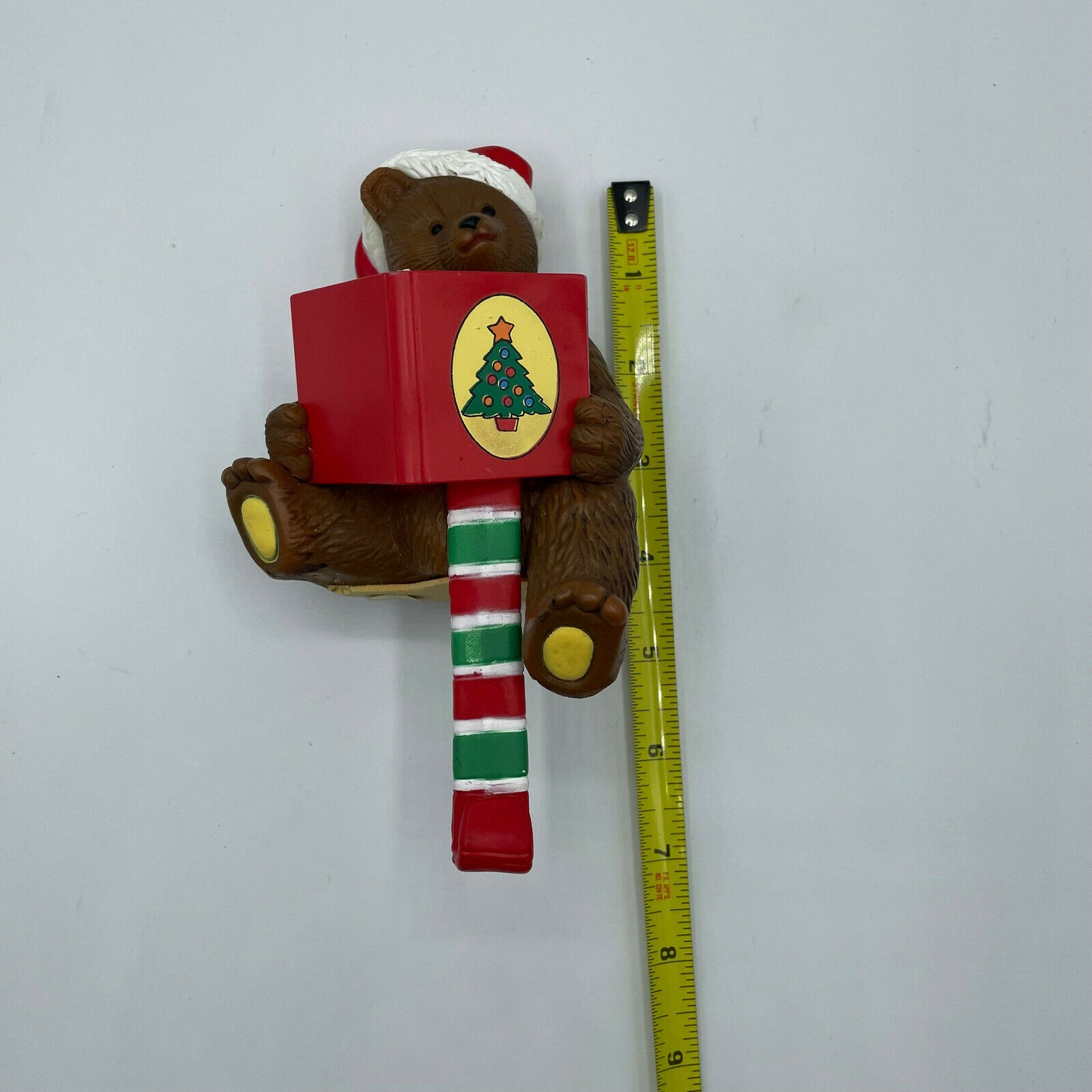 Vintage Teddy Bear Christmas Stocking Hanger Hook Hard Plastic - Nostalgia 2 Now