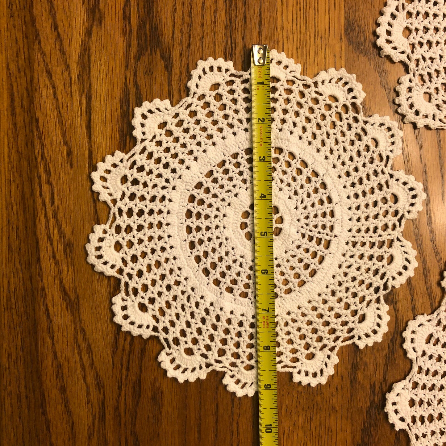 3 Vintage Handmade Crochet Doilies with Scalloped Edges- Beautiful - Nostalgia 2 Now