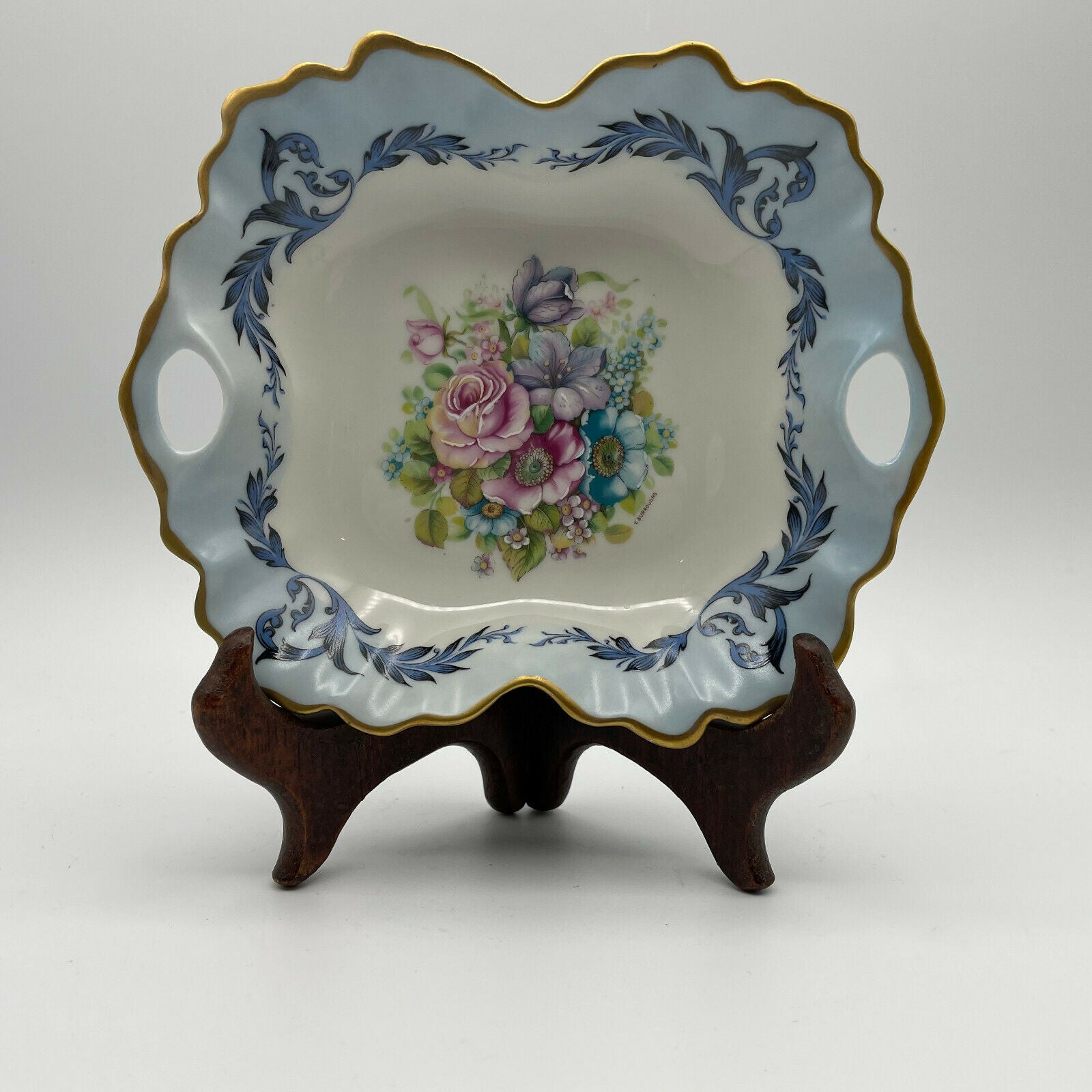 Vintage Limoges Small Trinket Dish With Gold Rim and Floral Design - Nostalgia 2 Now