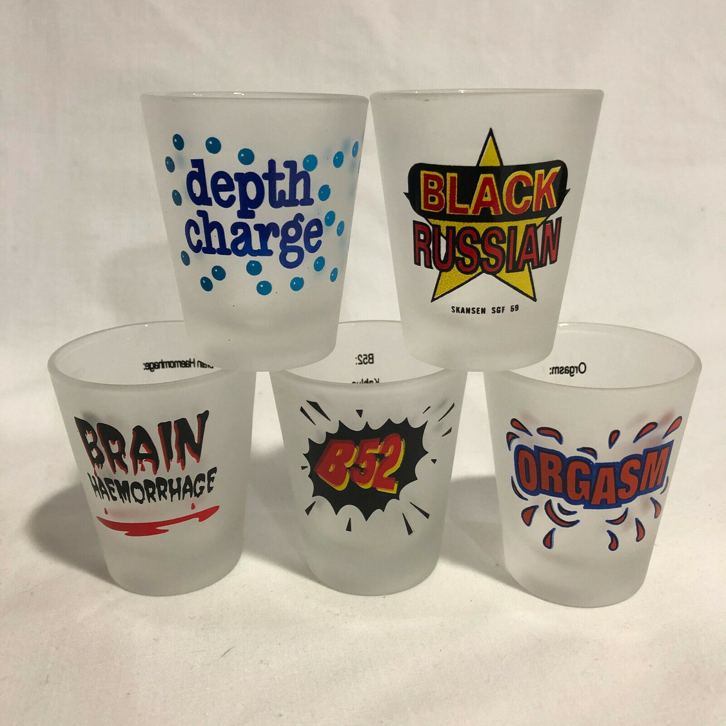 5 Frosted Shot Glasses With the Recipes On The Glass - Nostalgia 2 Now