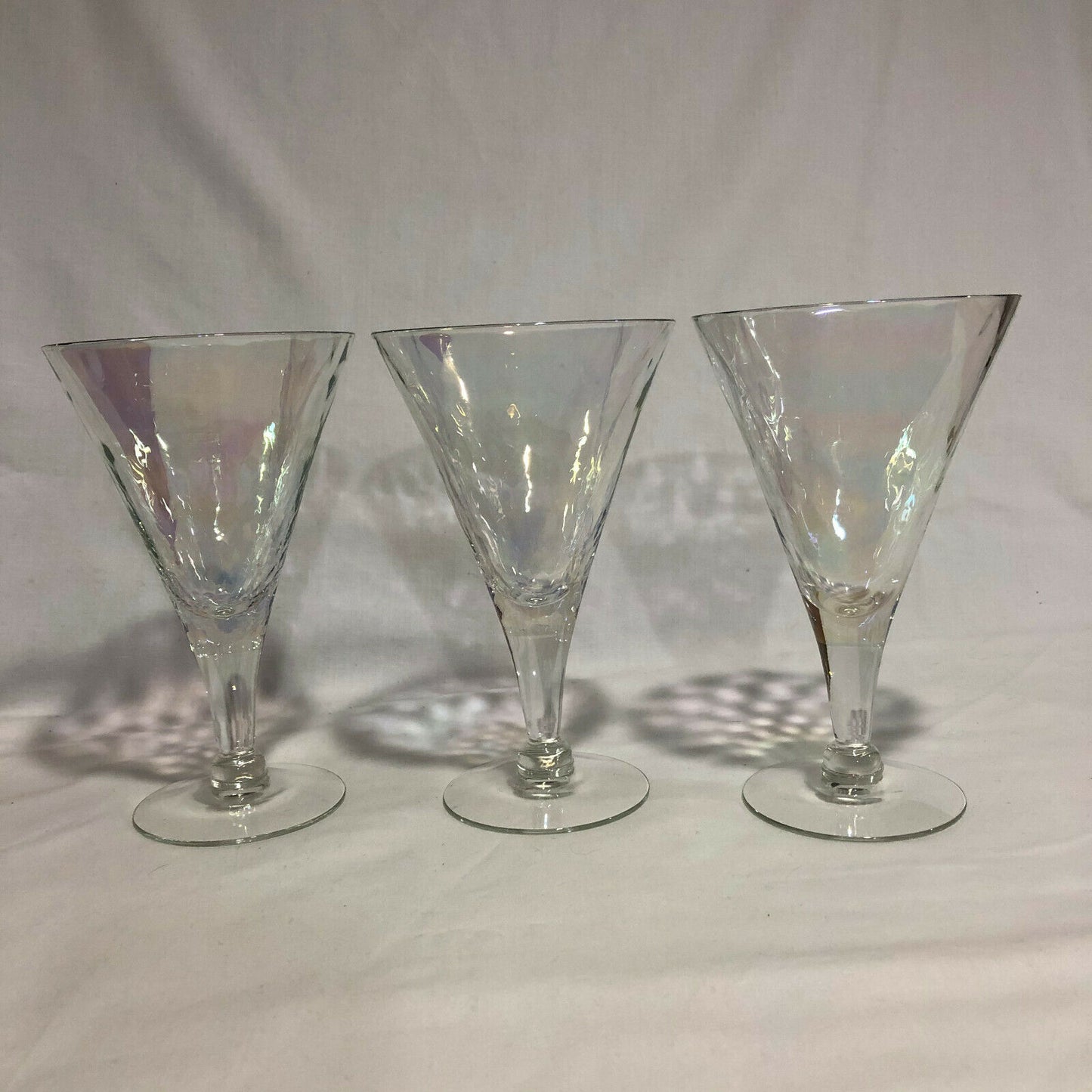 Vintage Iridescent Stemware 3 Tall Wine Glasses - Nostalgia 2 Now