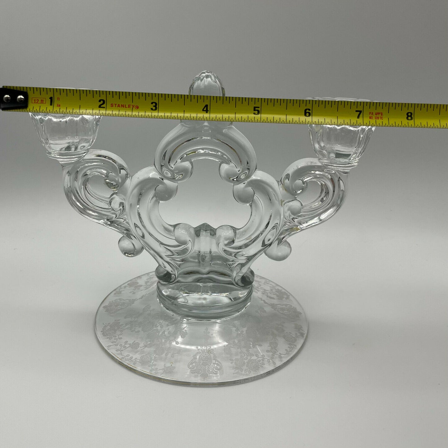 Cambridge Glass Candlestick Holder Keyhole Stem, Rose Point Design,Set of 2 - Nostalgia 2 Now