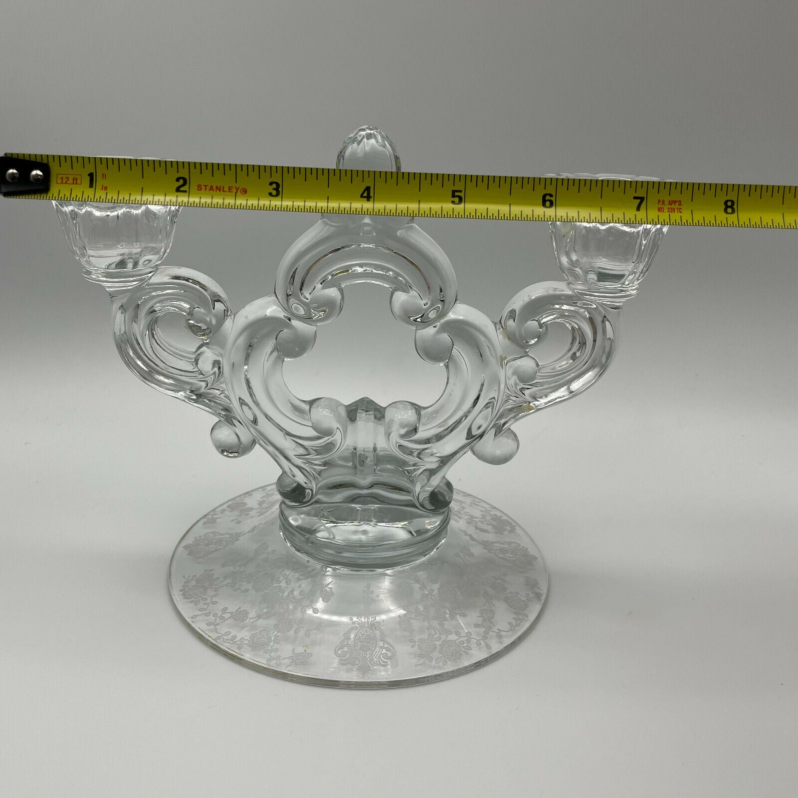 Cambridge Glass Candlestick Holder Keyhole Stem, Rose Point Design,Set of 2 - Nostalgia 2 Now