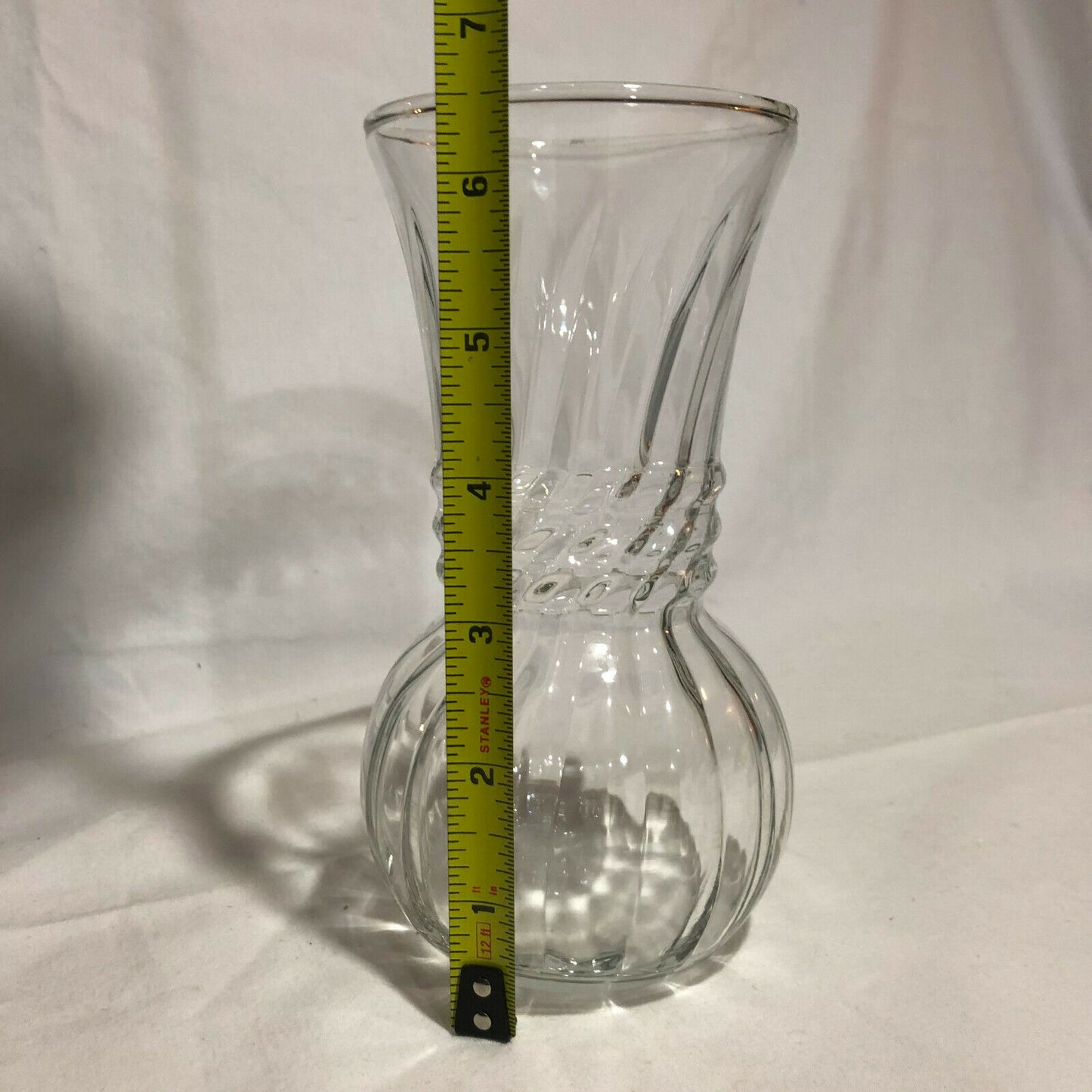 Vintage Clear Glass Vase 6 1/2" Tall- Twists Featured In the Middle-Different - Nostalgia 2 Now
