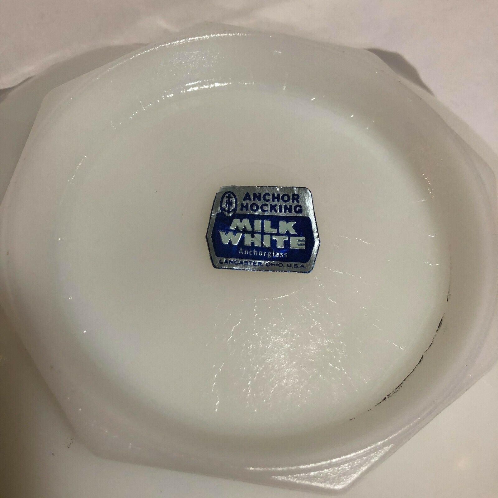 Anchor Hocking White Milk Glass Bowl Grape Design Gold Trim - Nostalgia 2 Now