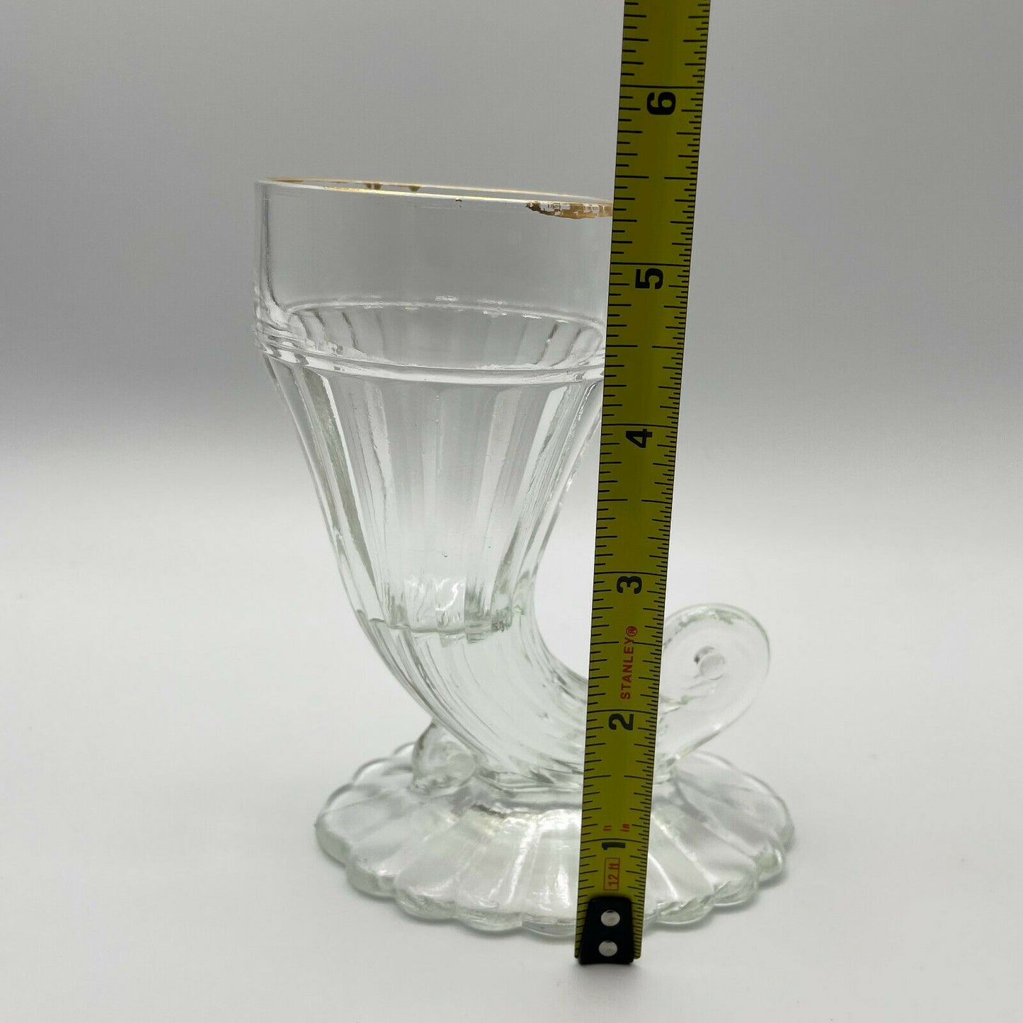 Cornucopia Clear Glass Vase With Gold Rim, Set of 2 - Nostalgia 2 Now