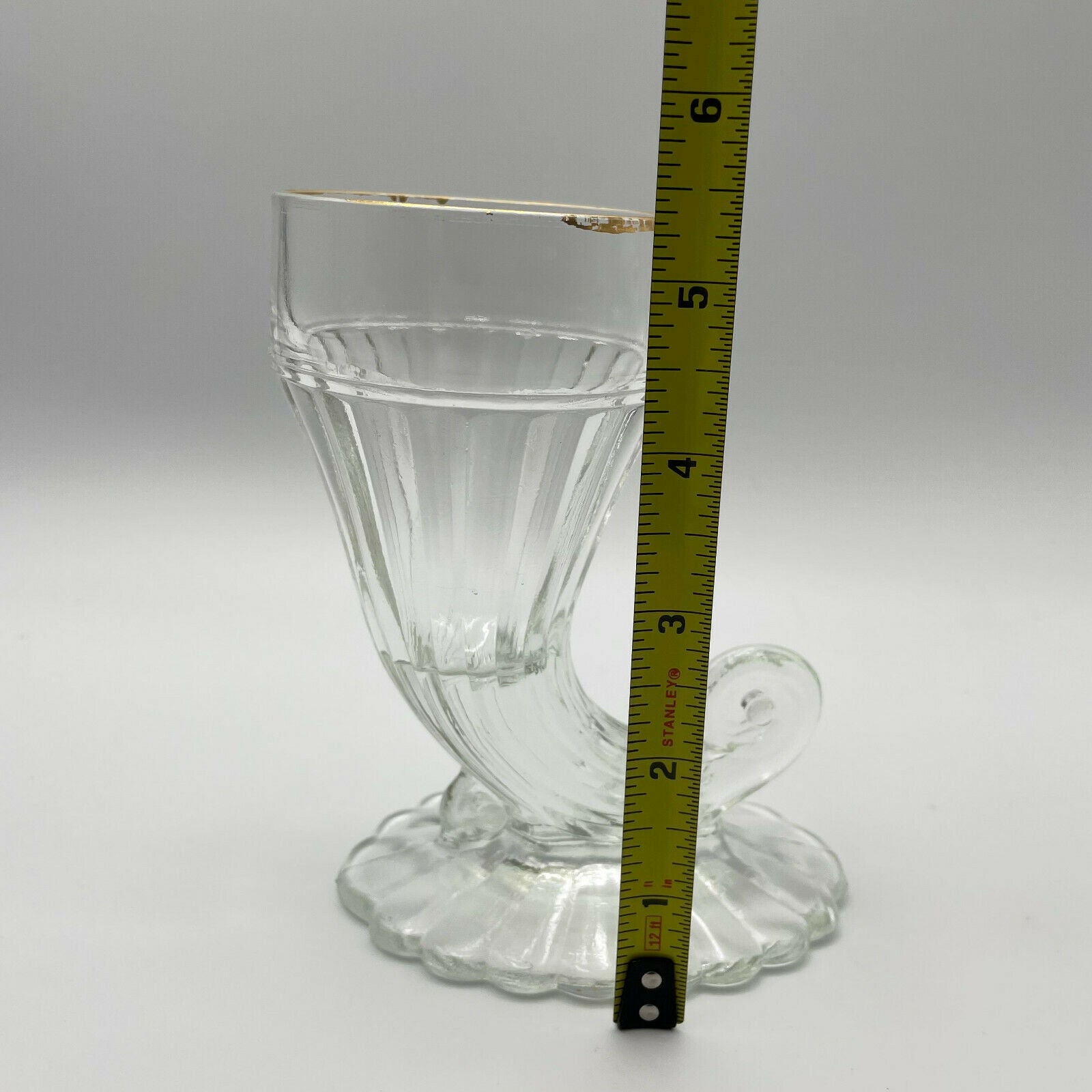 Cornucopia Clear Glass Vase With Gold Rim, Set of 2 - Nostalgia 2 Now