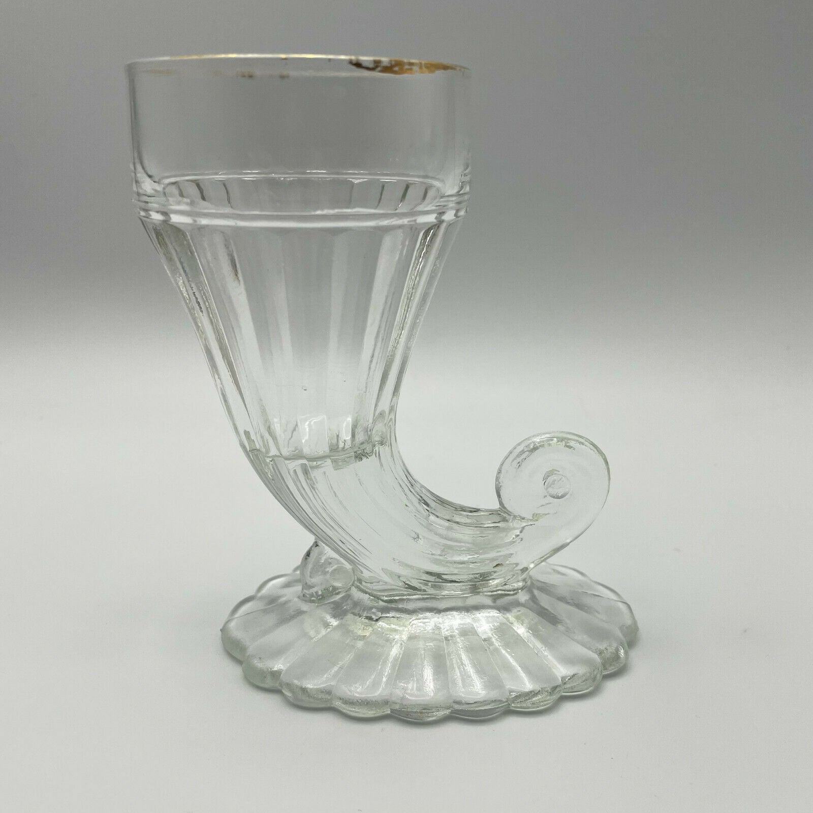 Cornucopia Clear Glass Vase With Gold Rim, Set of 2 - Nostalgia 2 Now