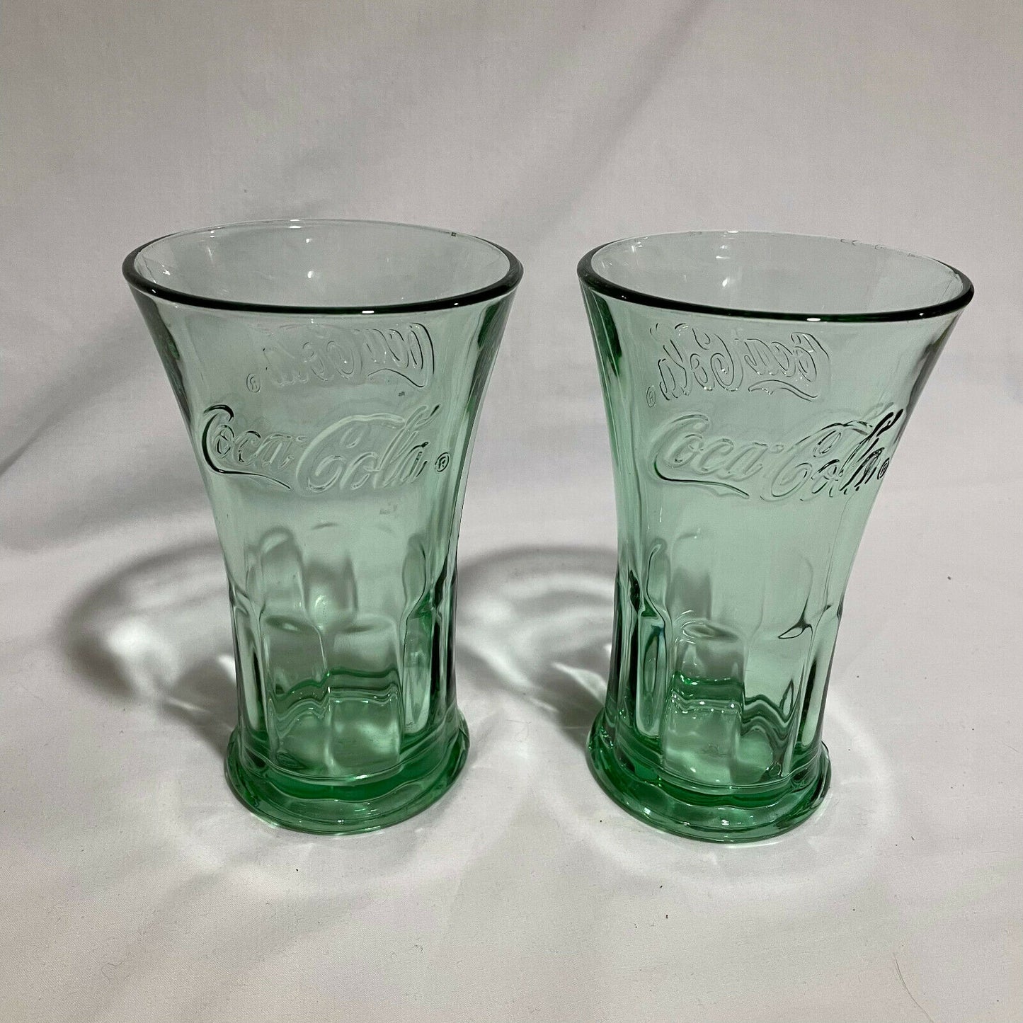 2 Vintage Flared 16 oz Coca Cola Coke Green Libbey Glass Tumblers - Nostalgia 2 Now