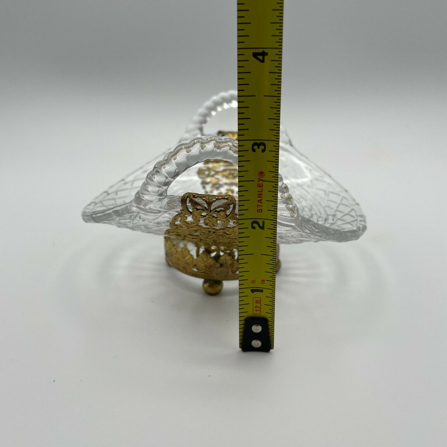 Vintage Brass Gilt Filigree Glass Dish - Nostalgia 2 Now