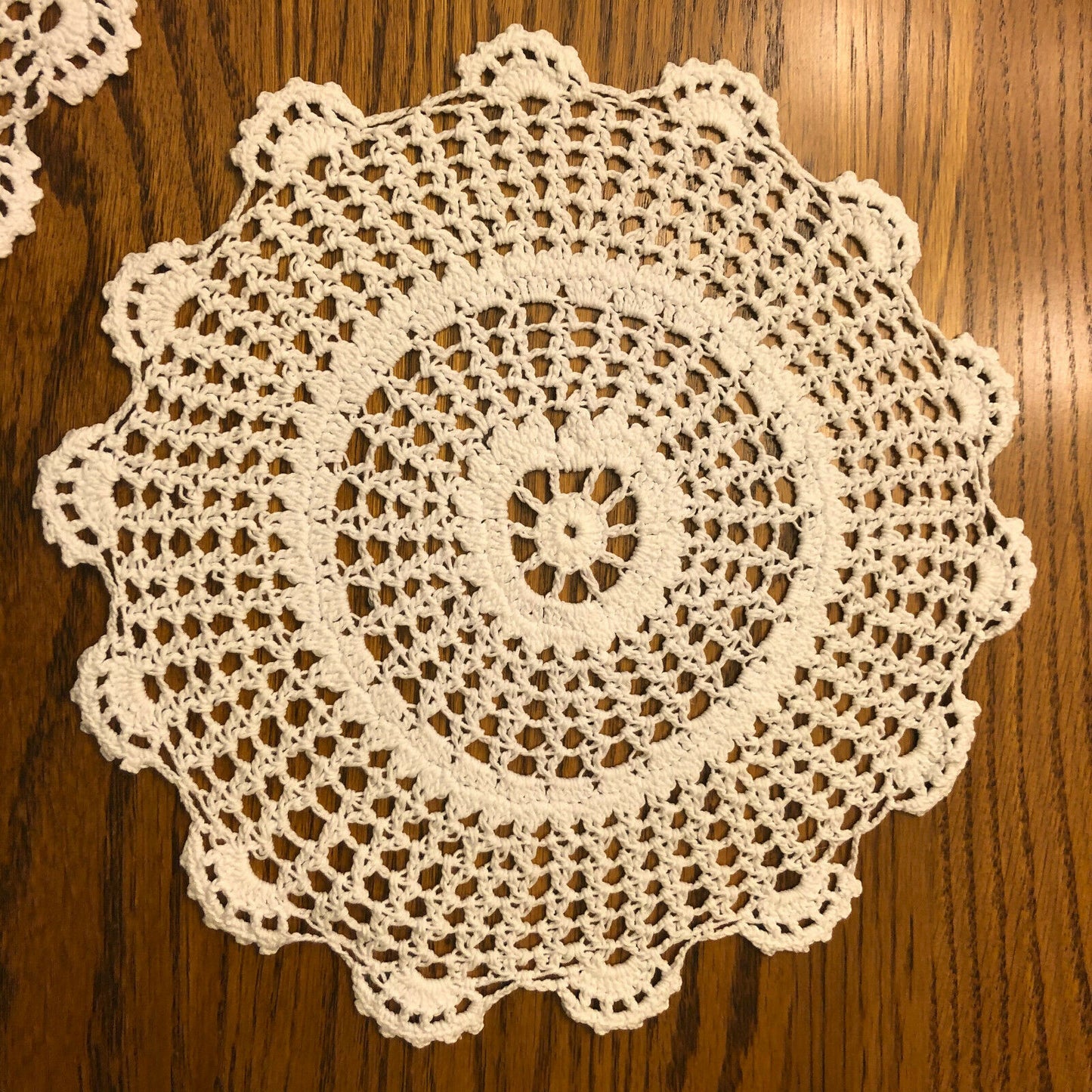 3 Vintage Handmade Crochet Doilies with Scalloped Edges- Beautiful - Nostalgia 2 Now