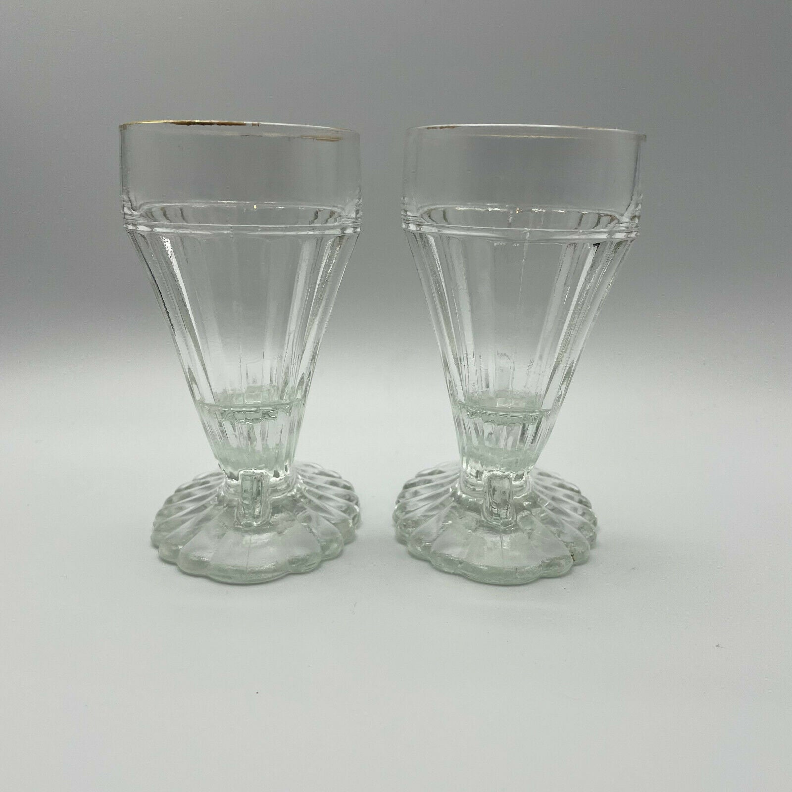 Cornucopia Clear Glass Vase With Gold Rim, Set of 2 - Nostalgia 2 Now