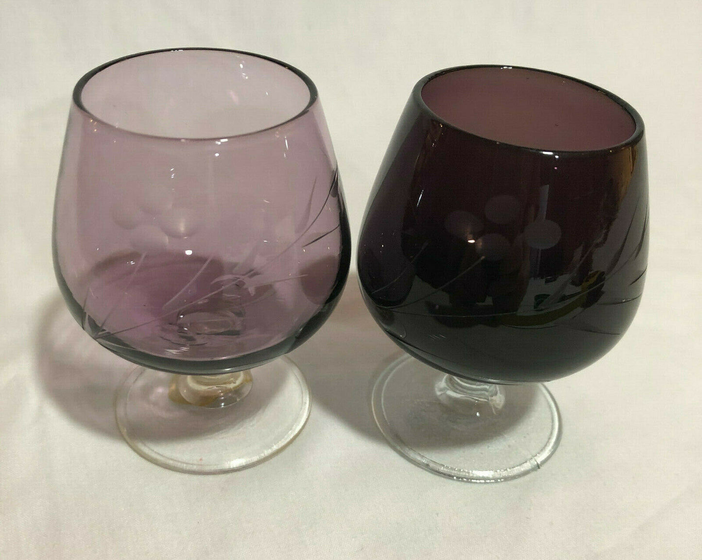 2 Vintage Etched 6oz Brandy Snifters National Potteries Made In Japan MCM - Nostalgia 2 Now