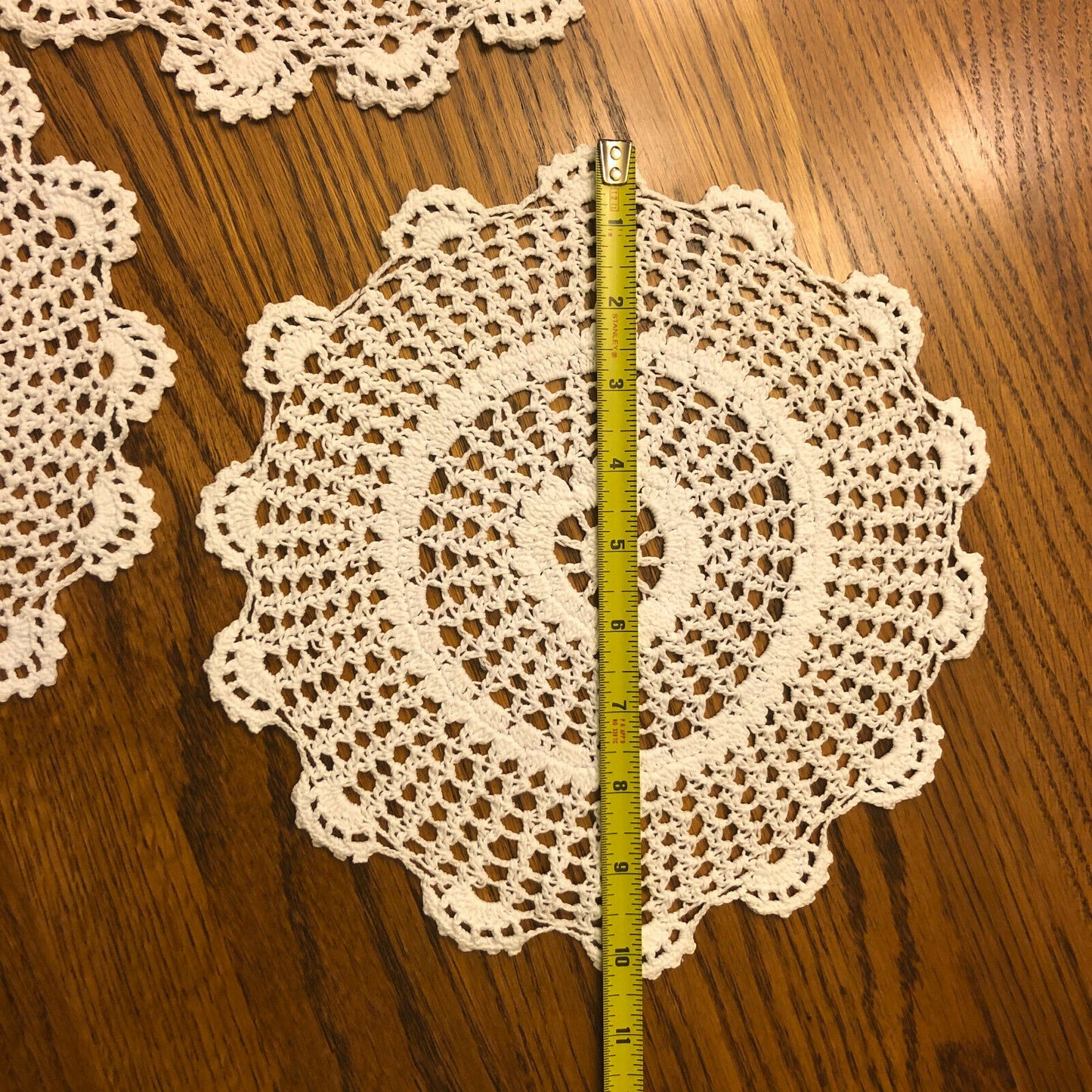 3 Vintage Handmade Crochet Doilies with Scalloped Edges- Beautiful - Nostalgia 2 Now
