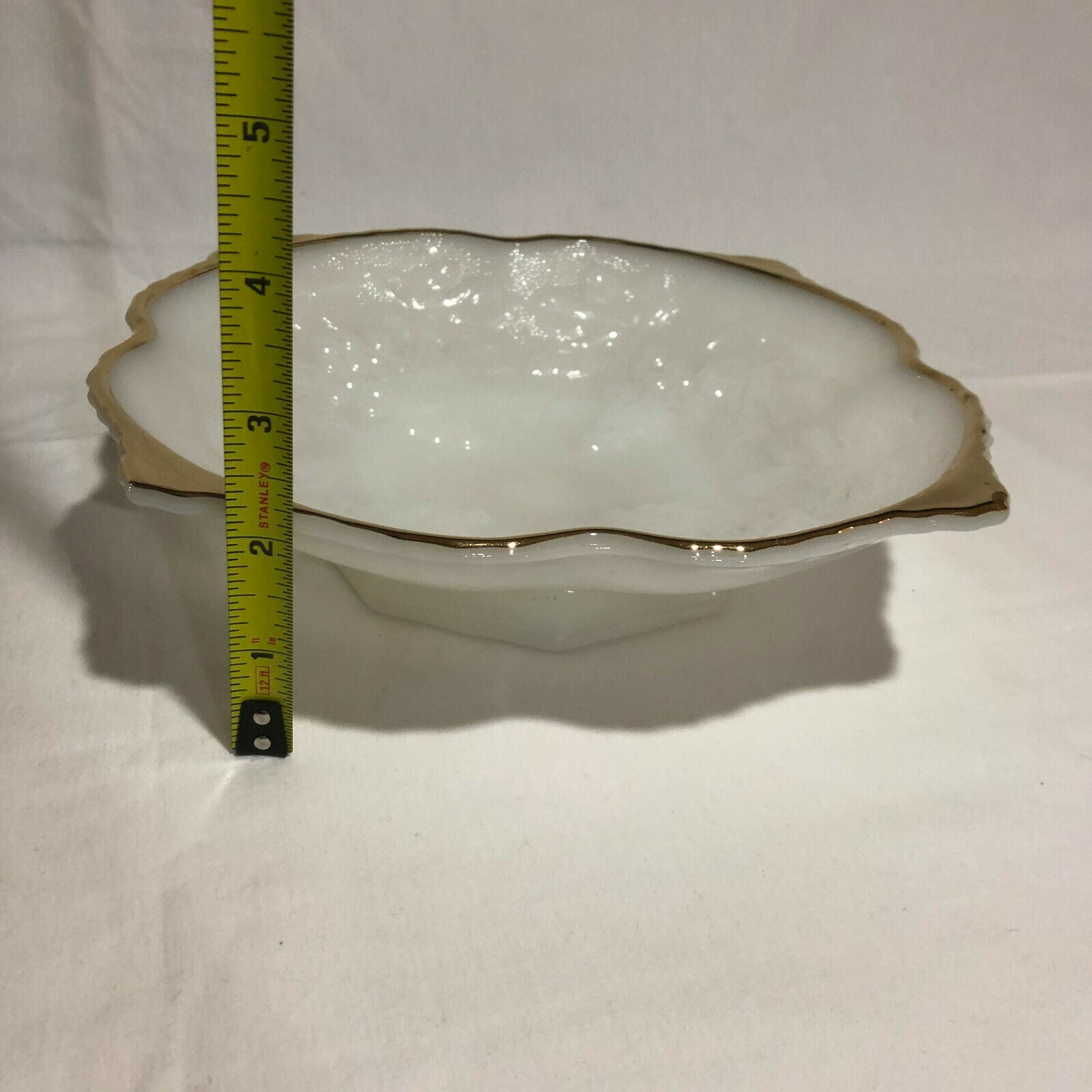 Anchor Hocking White Milk Glass Bowl Grape Design Gold Trim - Nostalgia 2 Now