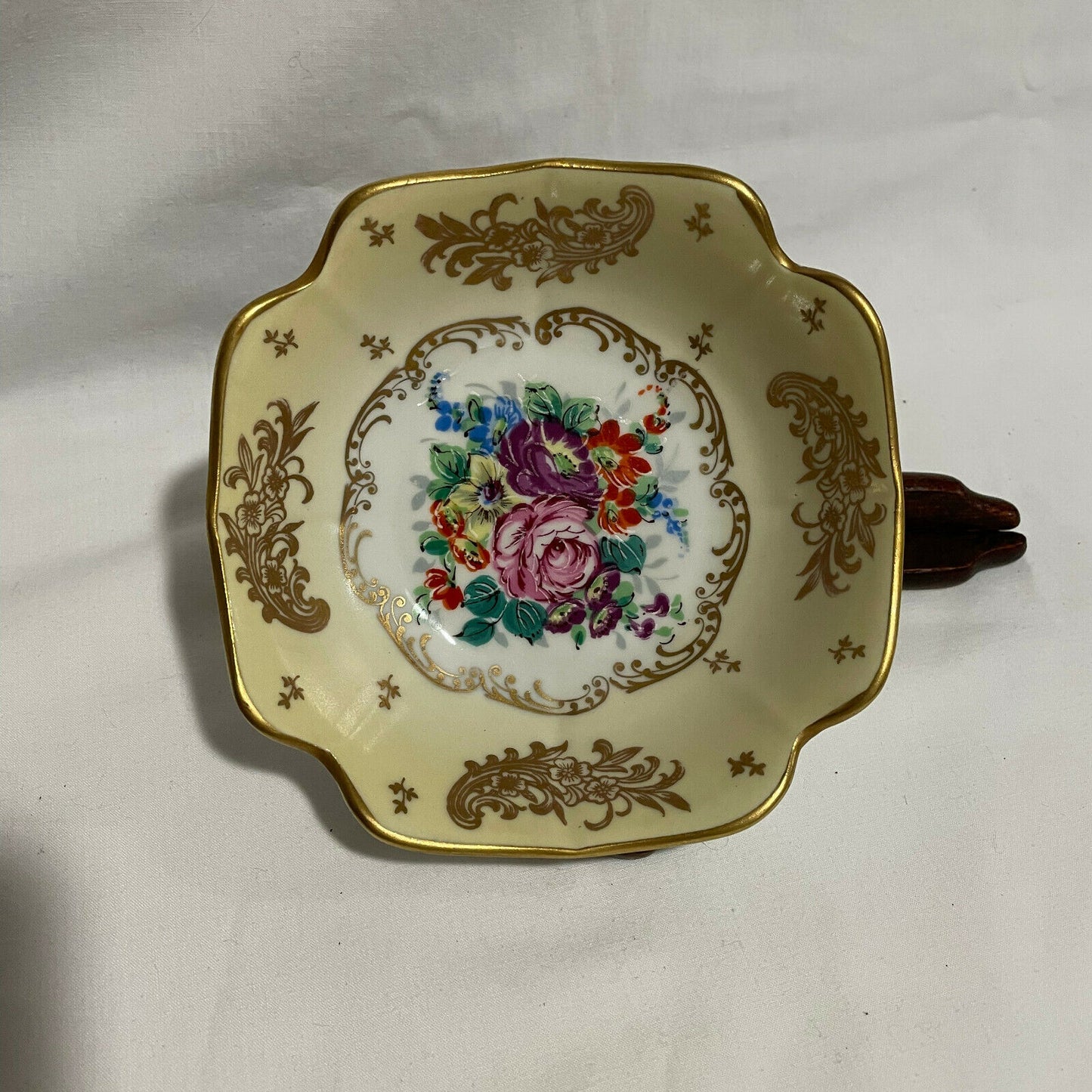 AWC Hand Painted Decorative Ceramic Square Bowl Intricately Detailed France - Nostalgia 2 Now