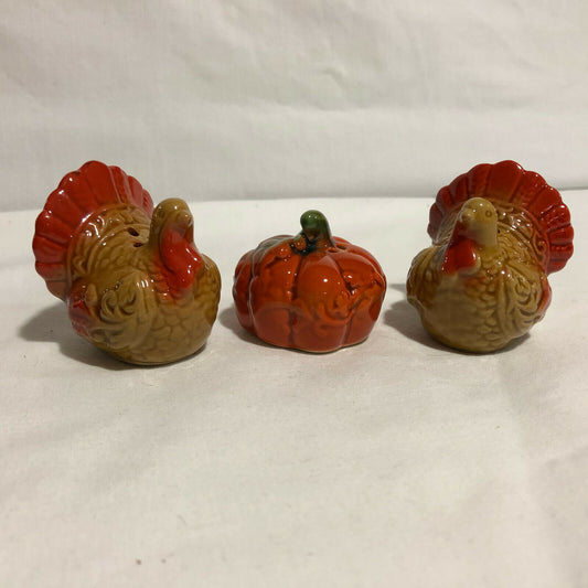 Ceramic Turkey and Pumpkin Salt and Pepper Shakers Perfect For Fall - Nostalgia 2 Now