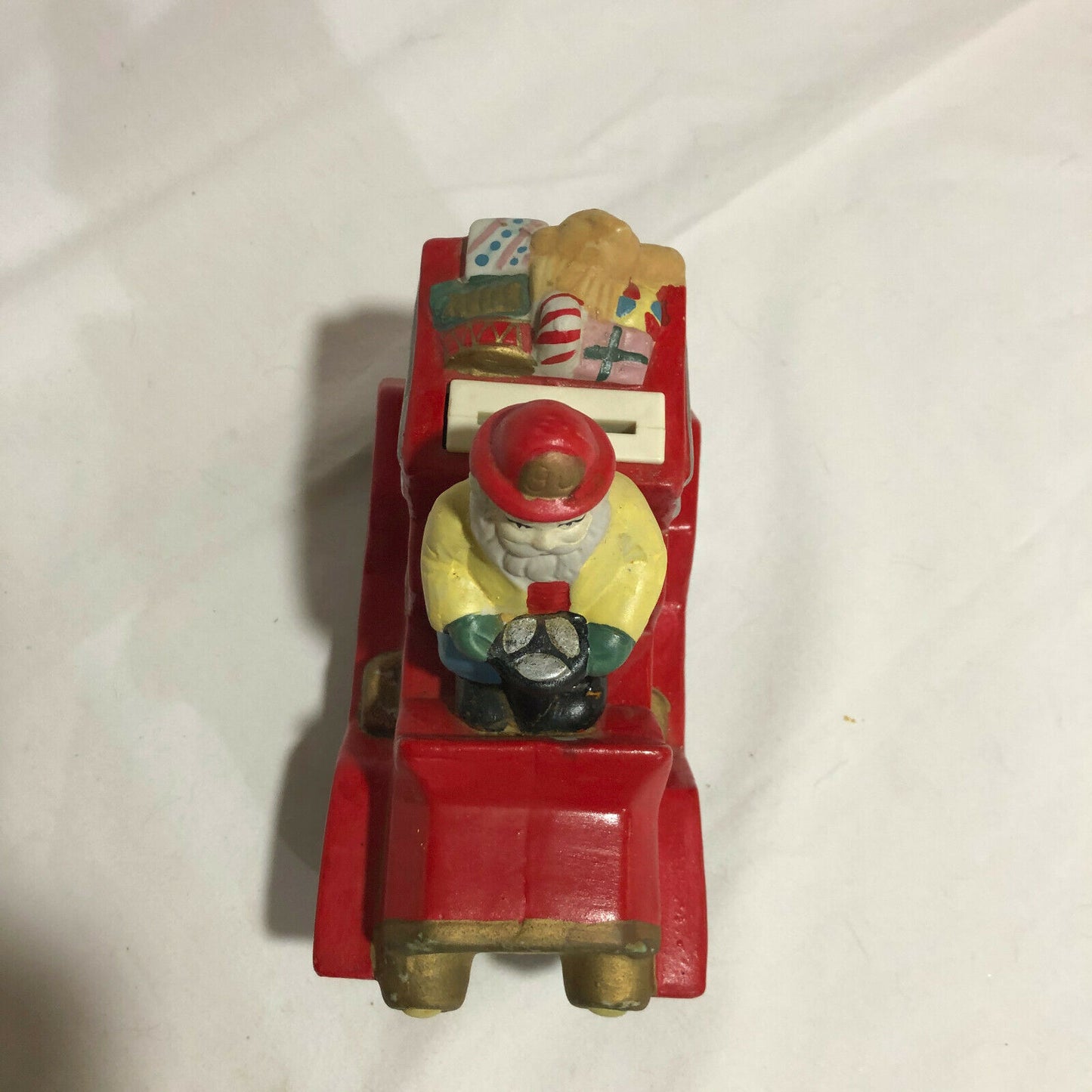 Ceramic Santa on Fire Truck Bank - Very Unique - Nostalgia 2 Now