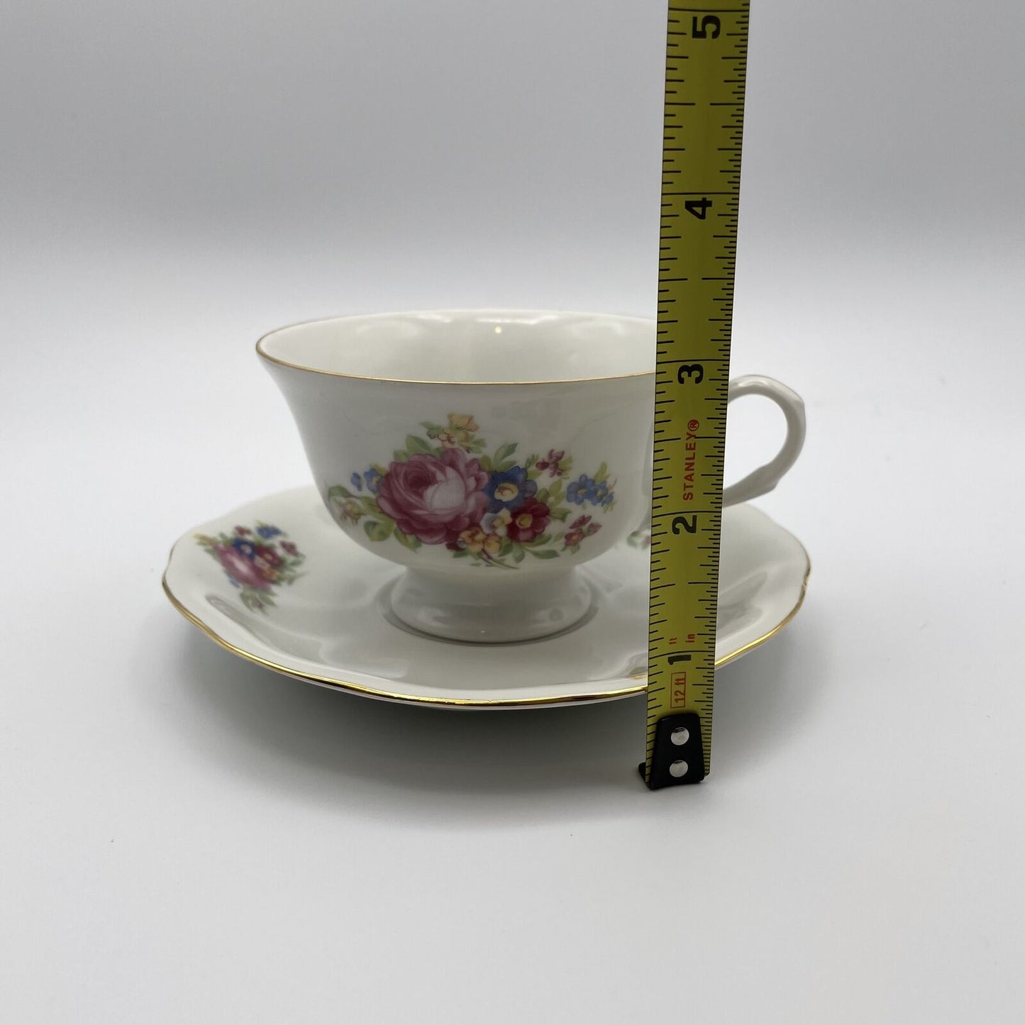 Vintage Floral Tea Cup and Saucer with Pink and Blue Flowers-Pretty - Nostalgia 2 Now
