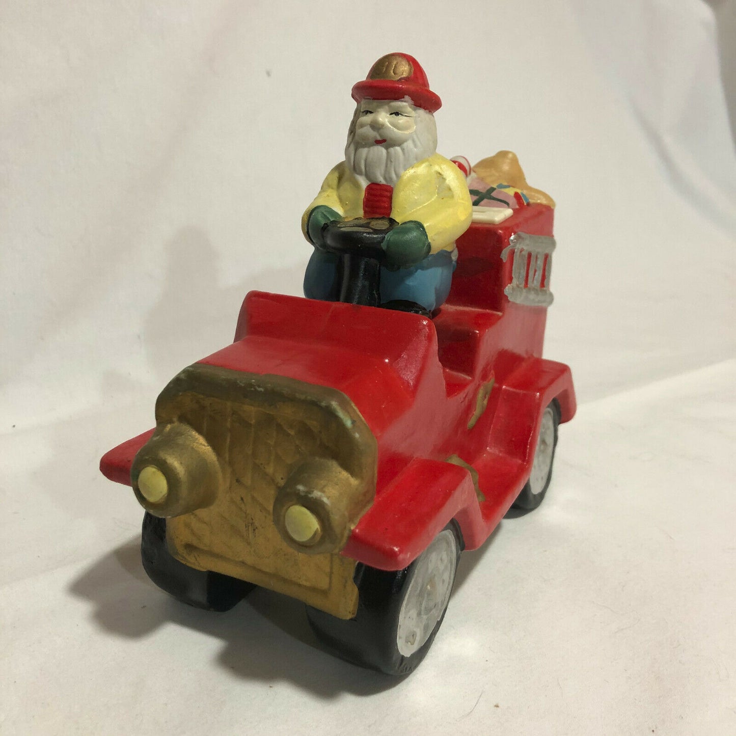 Ceramic Santa on Fire Truck Bank - Very Unique - Nostalgia 2 Now