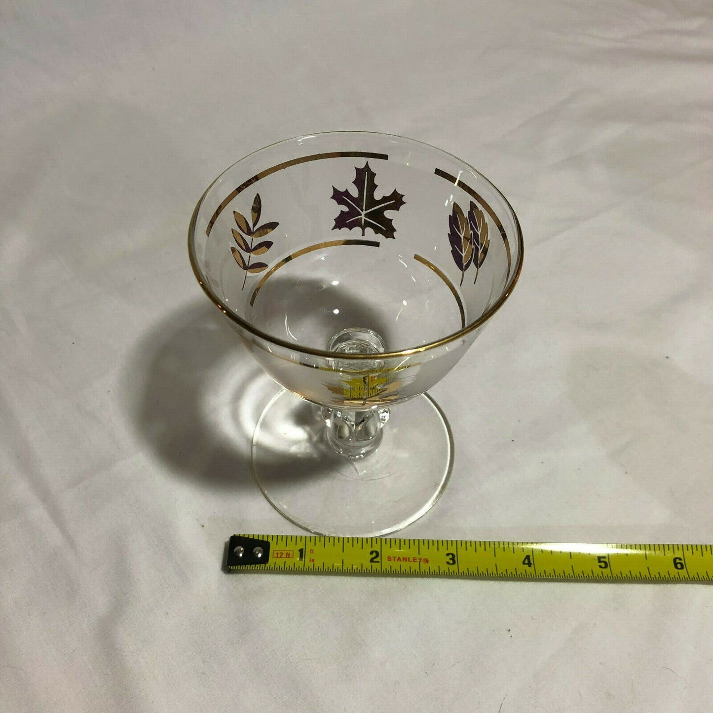 Libbey Frosted Gold Foliage Leaf 4 1/4" Sherbet Champagne Glasses, Set of 8 - Nostalgia 2 Now