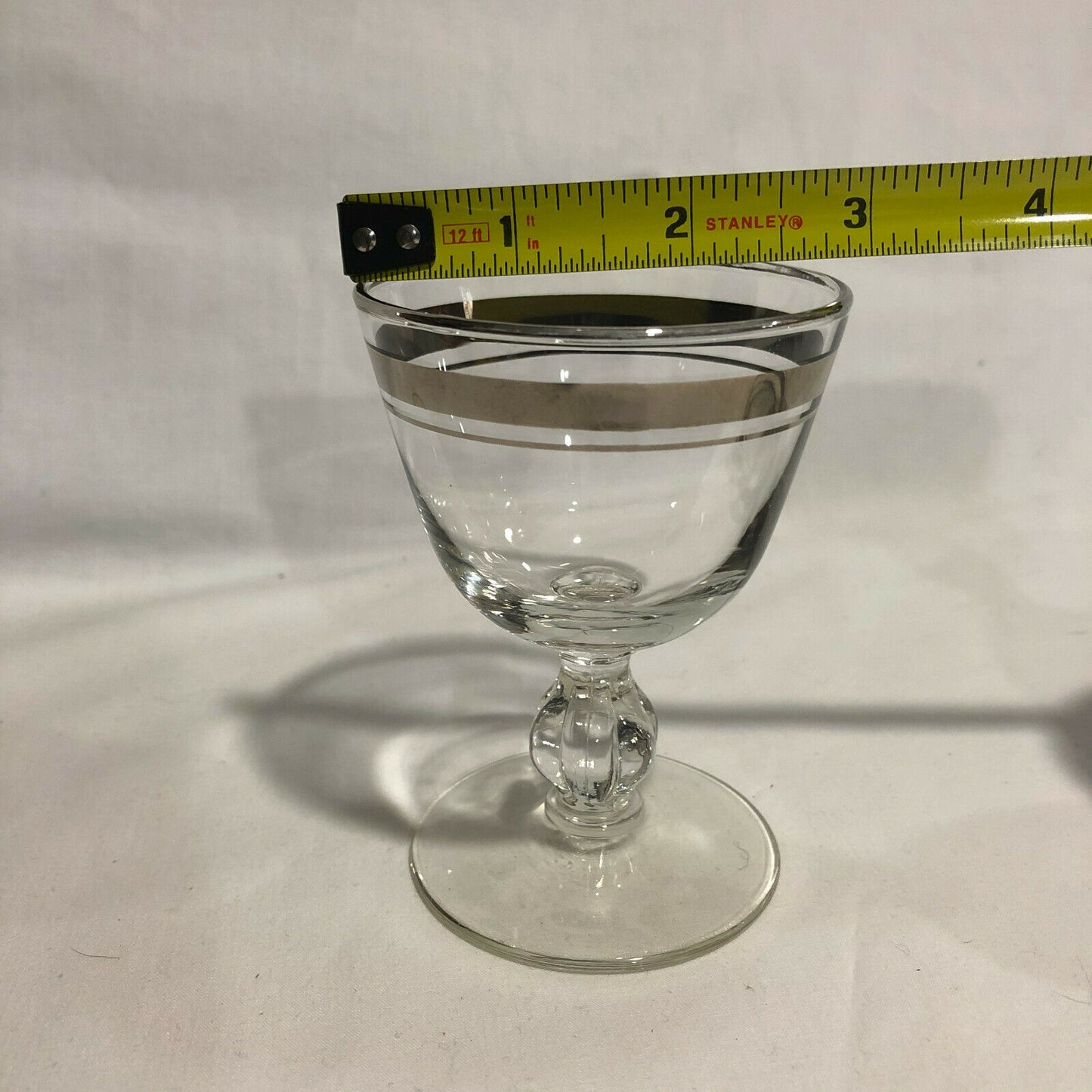 Vintage MCM Silver Banded Cordial Glasses Set of 3 Cocktail Thorpe Style - Nostalgia 2 Now