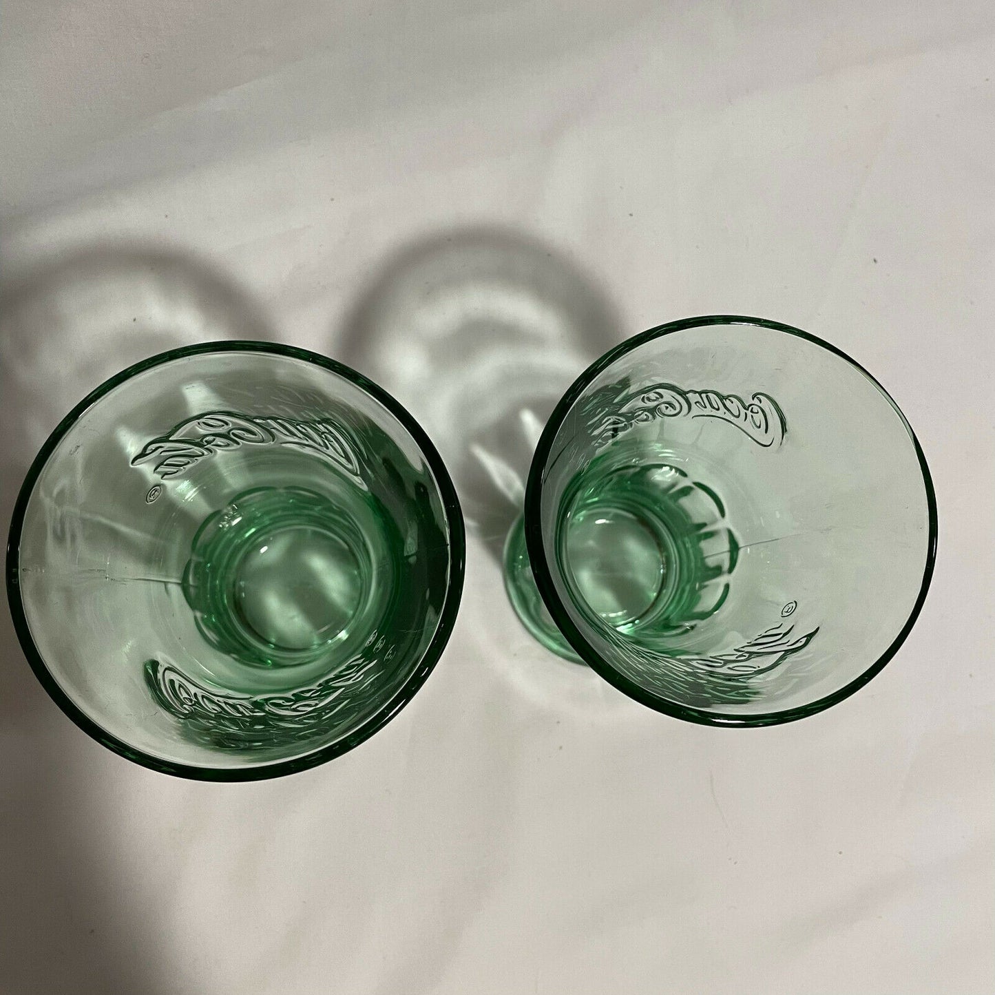 2 Vintage Flared 16 oz Coca Cola Coke Green Libbey Glass Tumblers - Nostalgia 2 Now