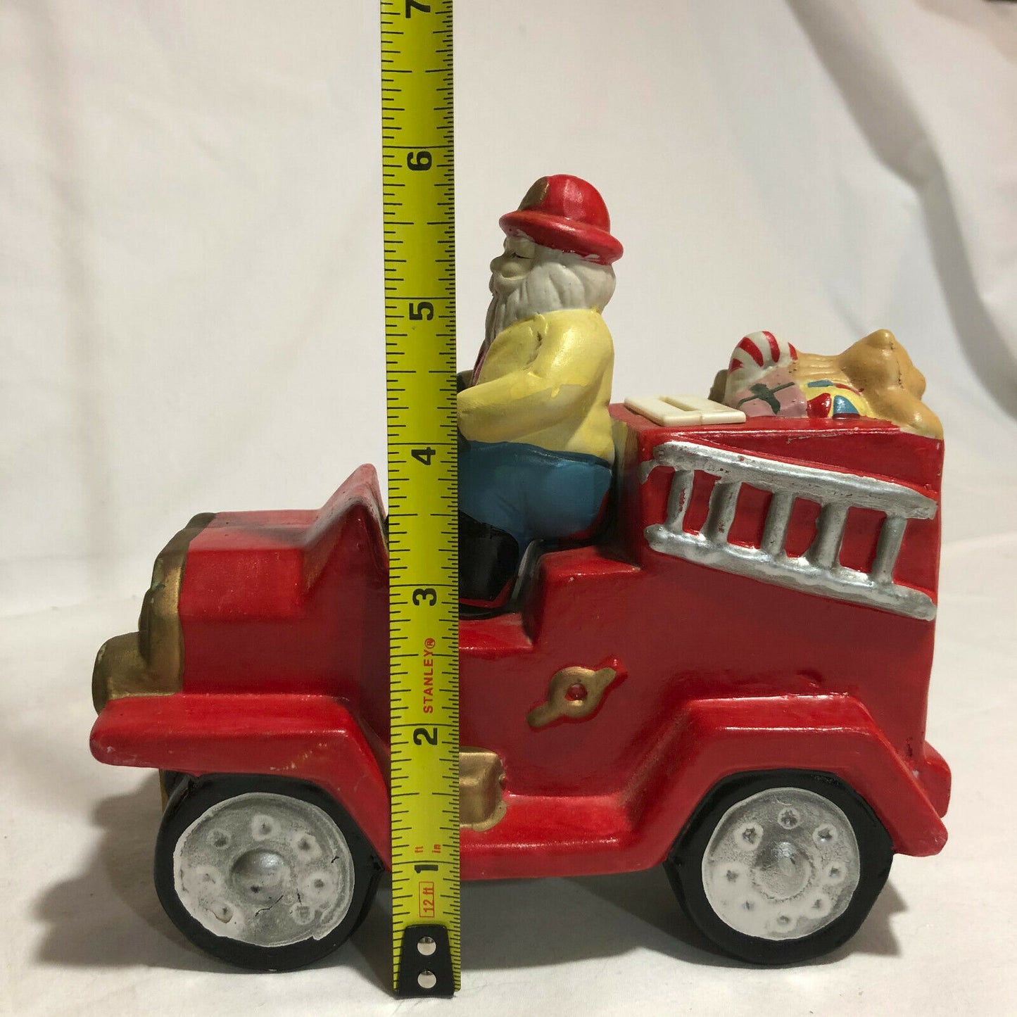 Ceramic Santa on Fire Truck Bank - Very Unique - Nostalgia 2 Now