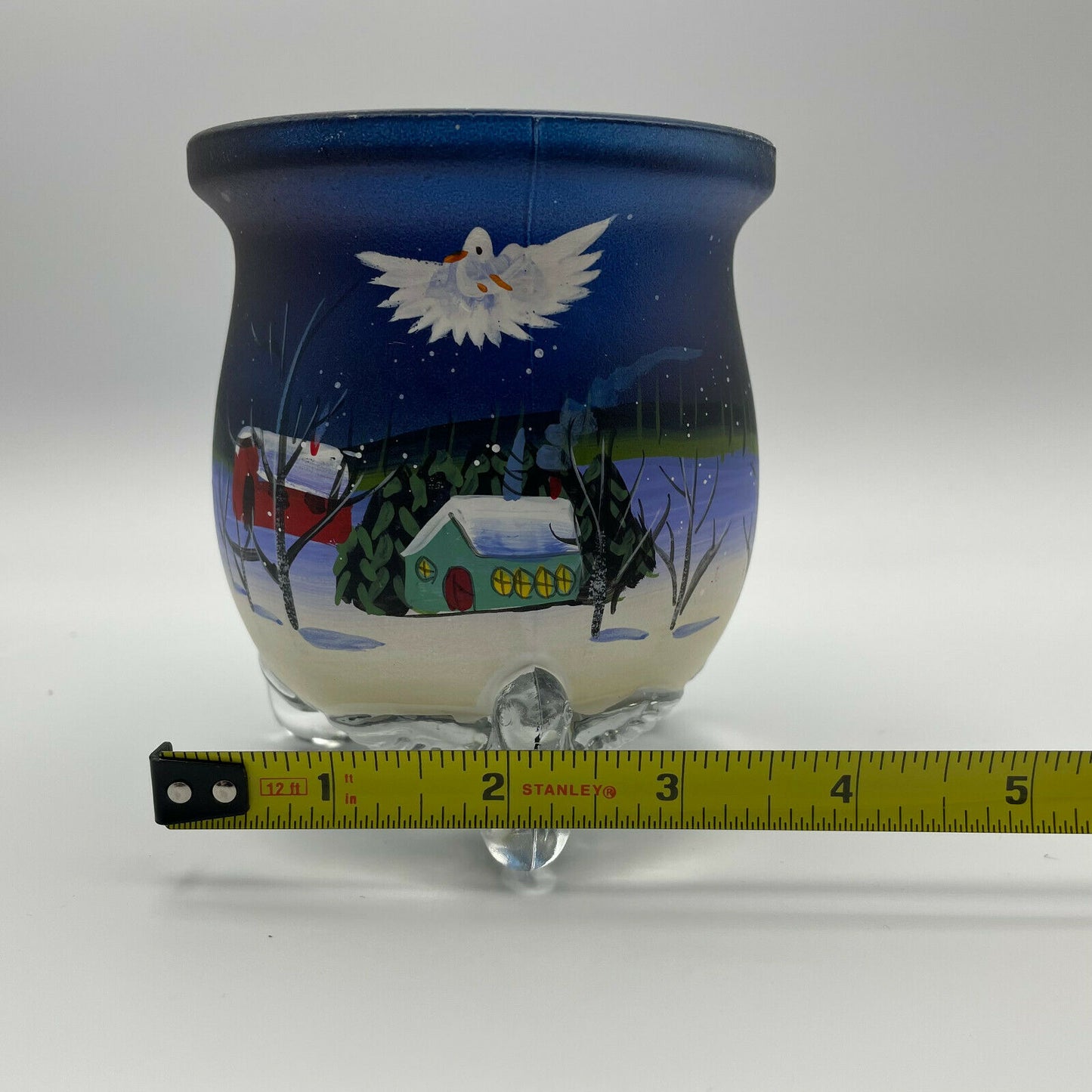 Painted Wintry Scene Glass Candle Holder - Nostalgia 2 Now