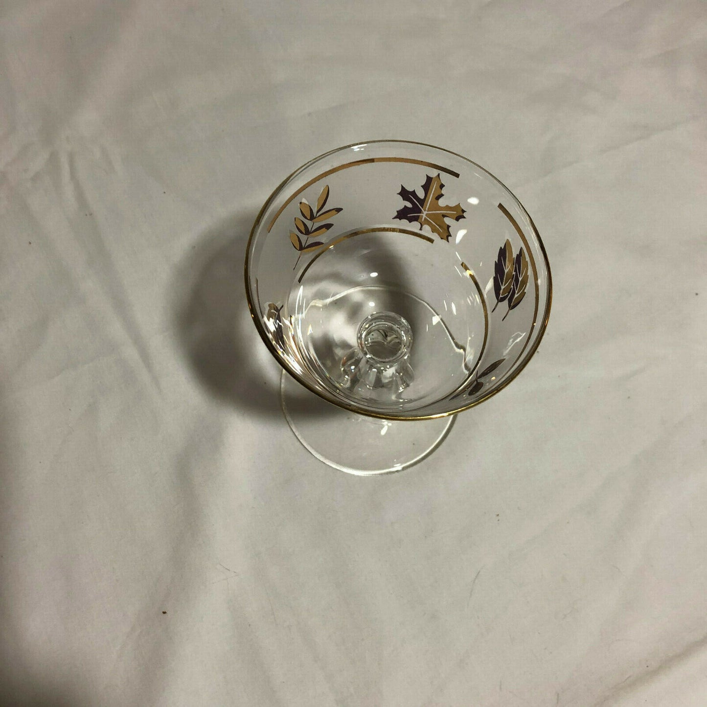 Libbey Frosted Gold Foliage Leaf 4 1/4" Sherbet Champagne Glasses, Set of 8 - Nostalgia 2 Now