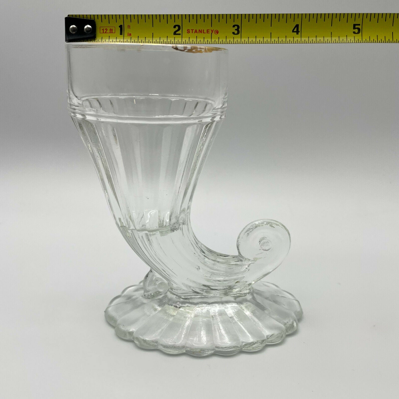 Cornucopia Clear Glass Vase With Gold Rim, Set of 2 - Nostalgia 2 Now