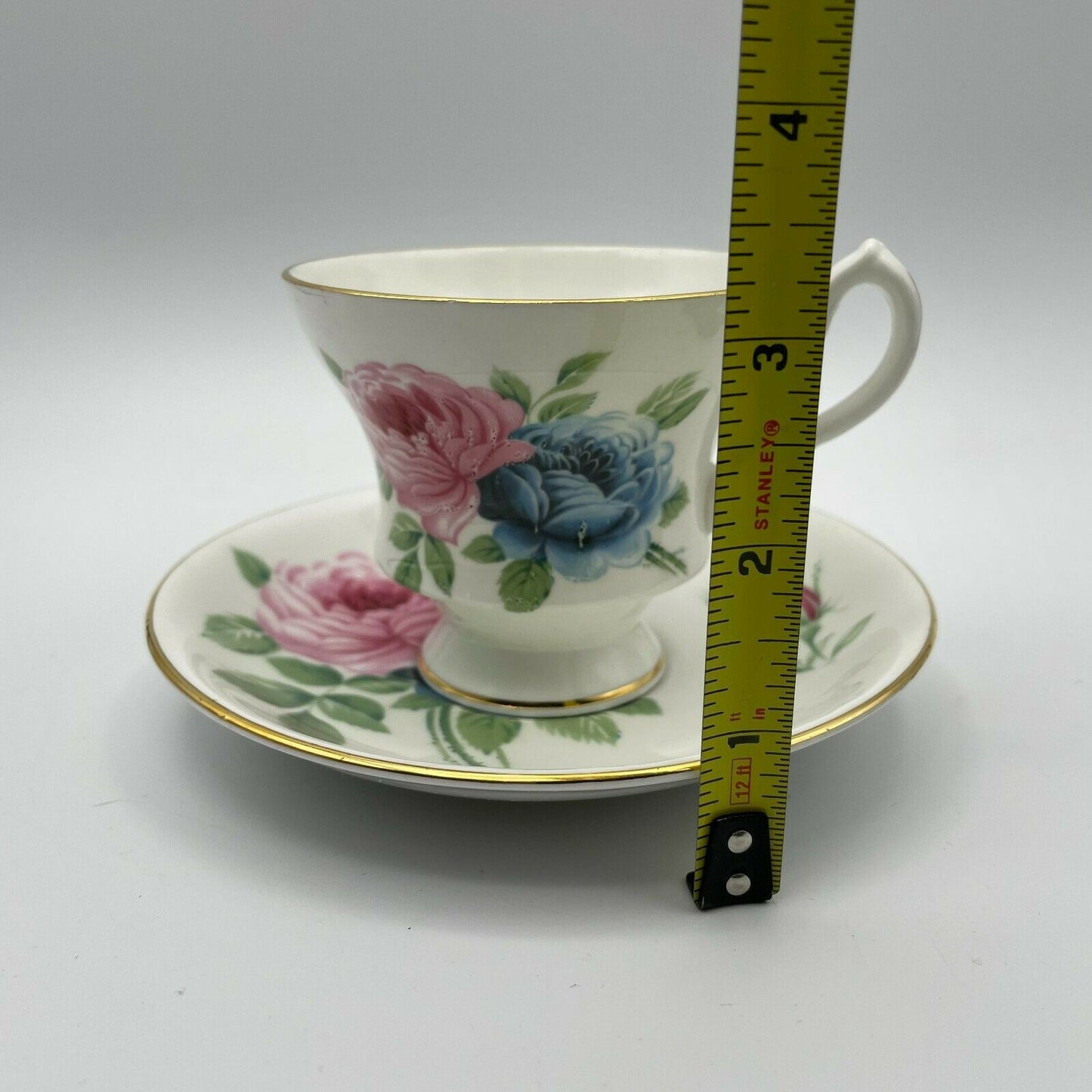 Vintage Royal Imperial Pink & Blue Roses Cup and Saucer - Nostalgia 2 Now