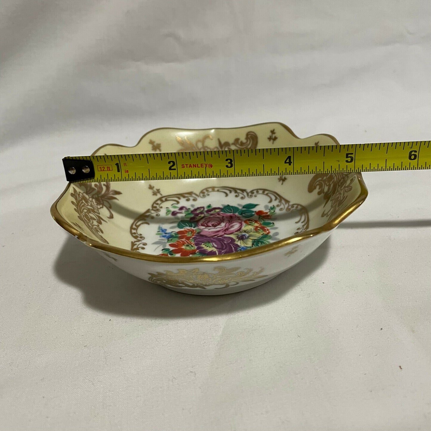 AWC Hand Painted Decorative Ceramic Square Bowl Intricately Detailed France - Nostalgia 2 Now