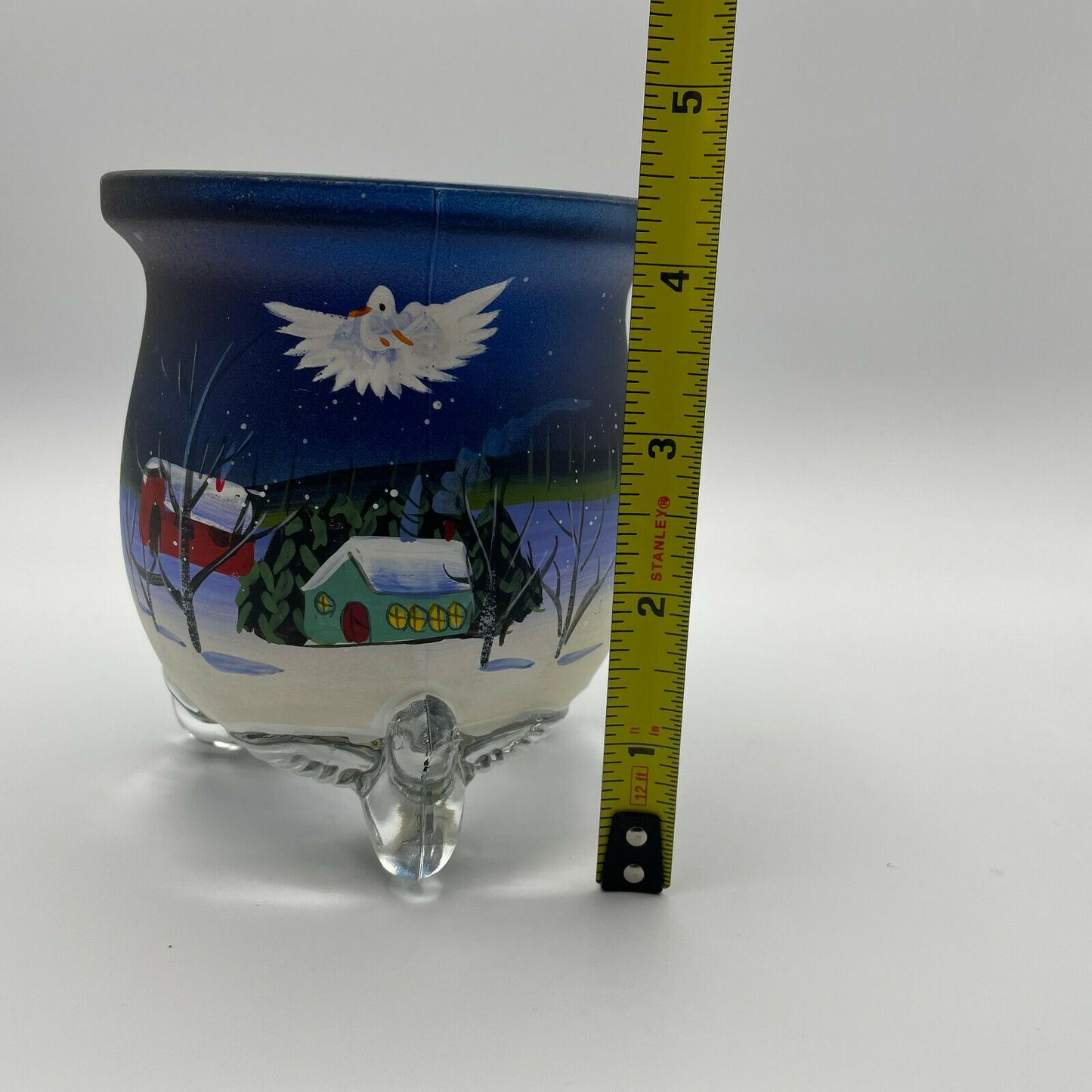 Painted Wintry Scene Glass Candle Holder - Nostalgia 2 Now