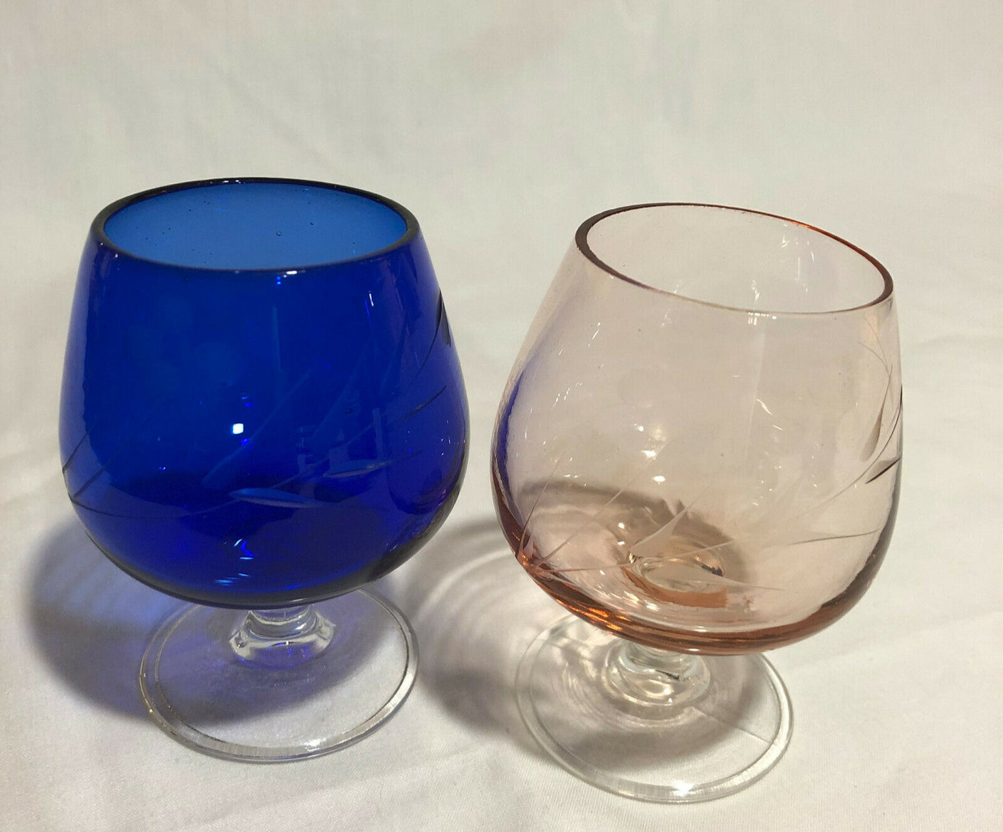 Vintage Etched Brandy Snifters National Potteries Made In Japan, Set of 2 - Nostalgia 2 Now