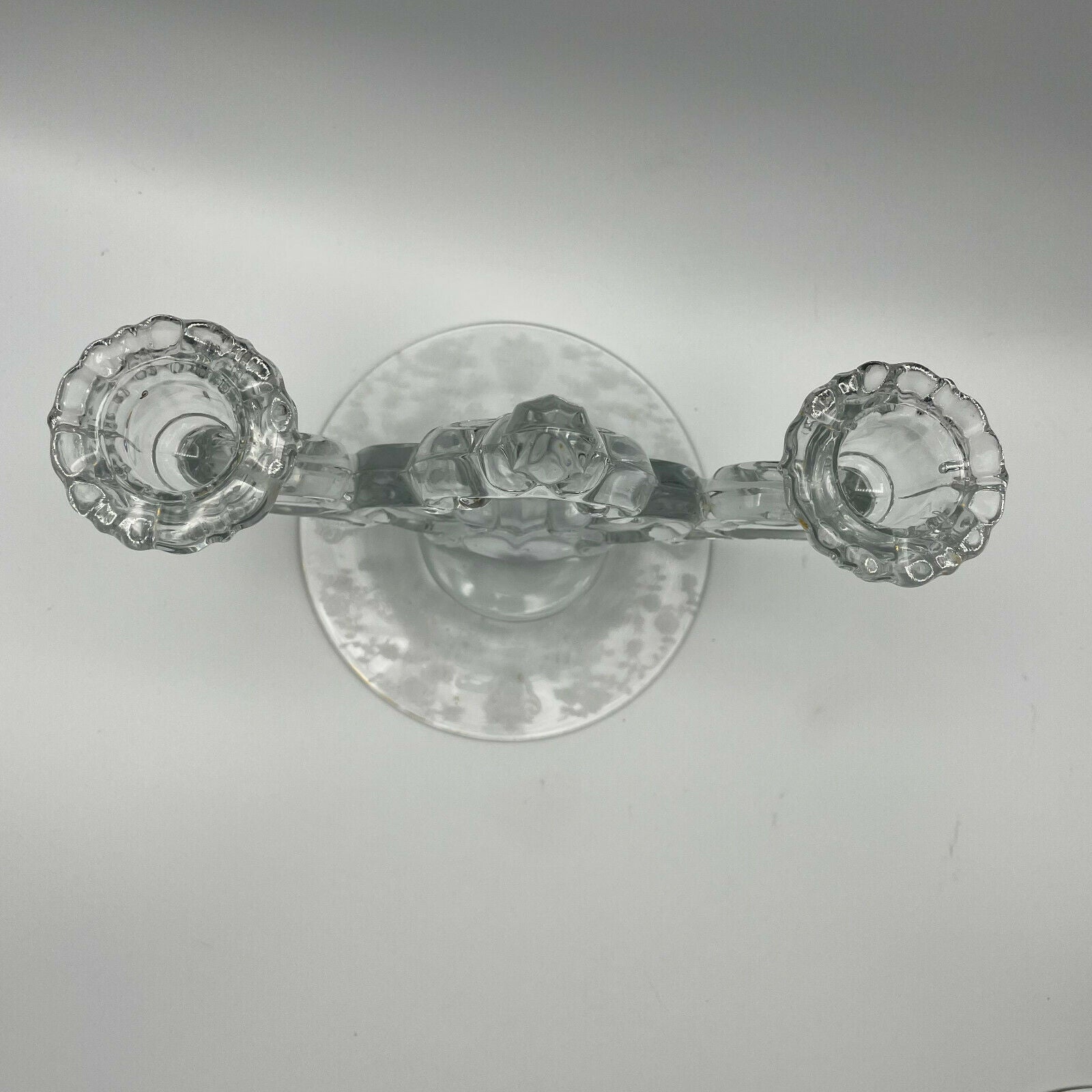 Cambridge Glass Candlestick Holder Keyhole Stem, Rose Point Design,Set of 2 - Nostalgia 2 Now