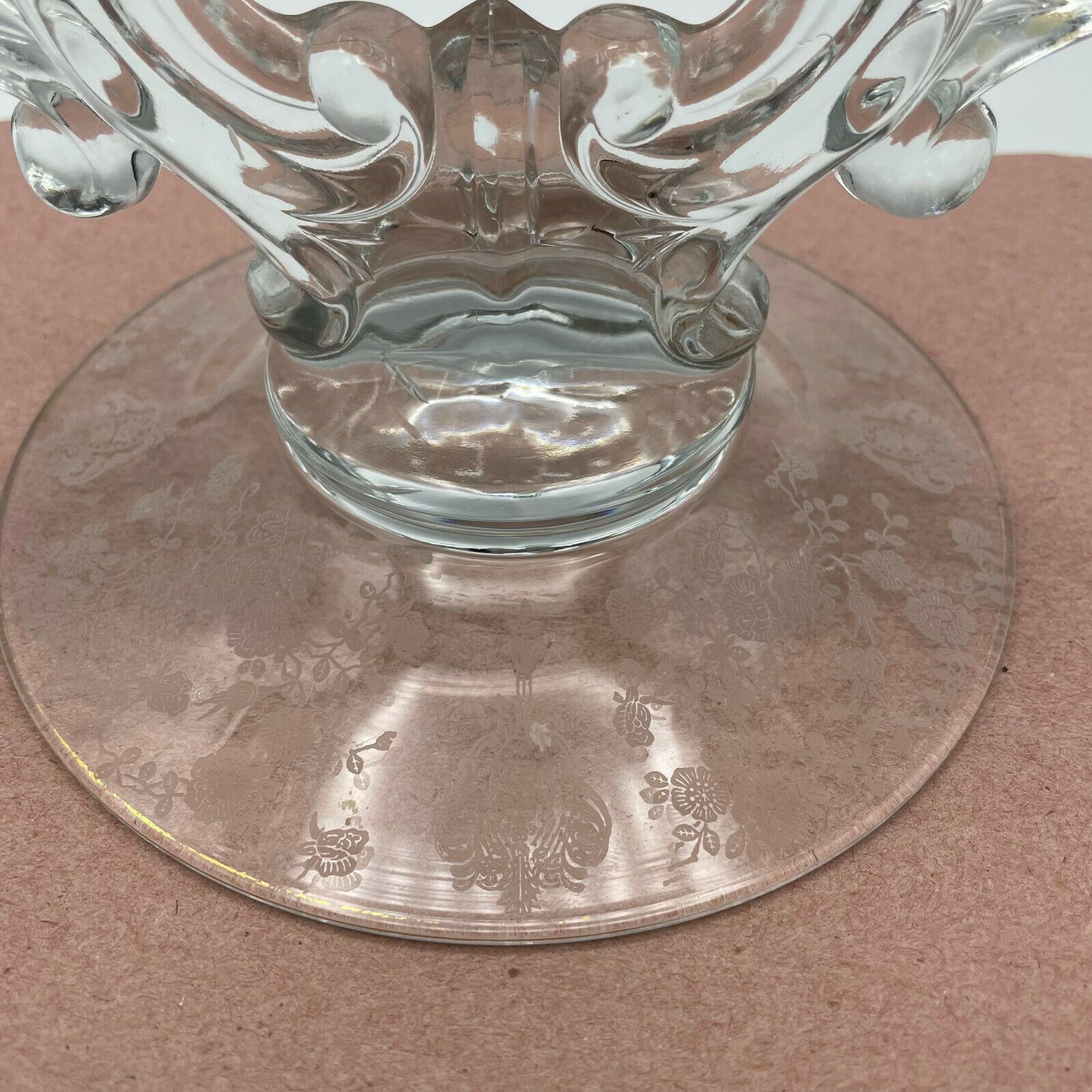 Cambridge Glass Candlestick Holder Keyhole Stem, Rose Point Design,Set of 2 - Nostalgia 2 Now