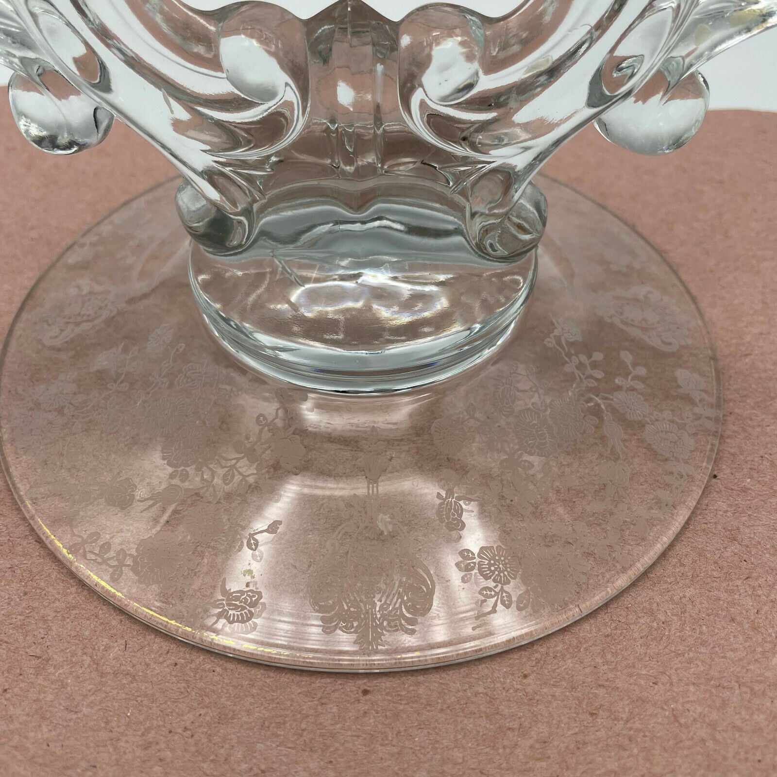 Cambridge Glass Candlestick Holder Keyhole Stem, Rose Point Design,Set of 2 - Nostalgia 2 Now