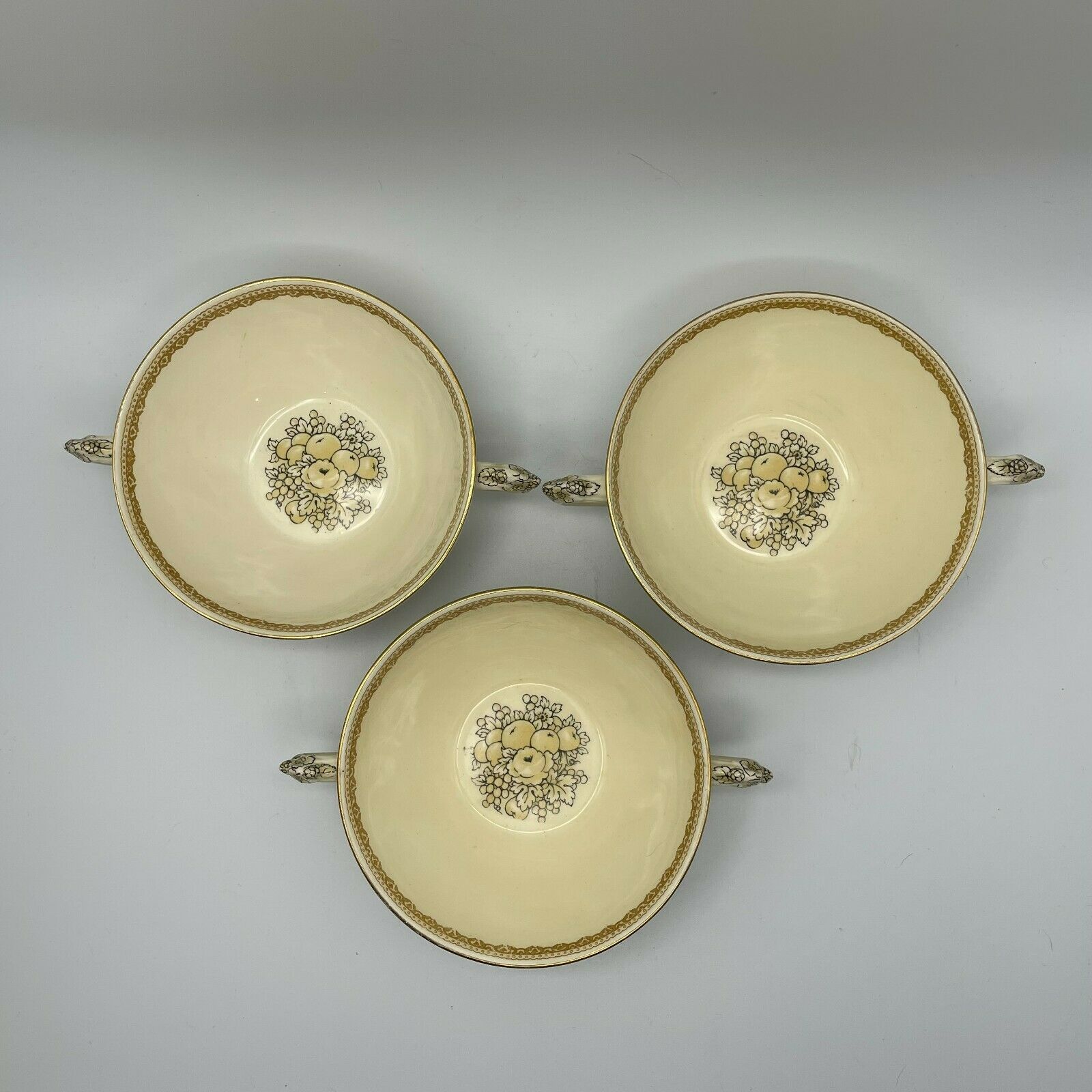 Vintage Crown Ducal Florentine Double Handled Cream/Soup Bowls, Set of 3 - Nostalgia 2 Now