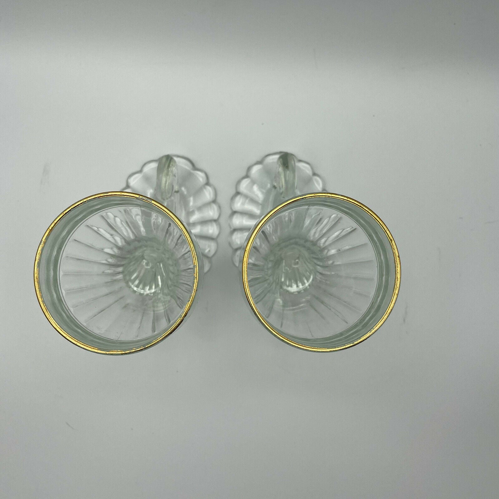 Cornucopia Clear Glass Vase With Gold Rim, Set of 2 - Nostalgia 2 Now