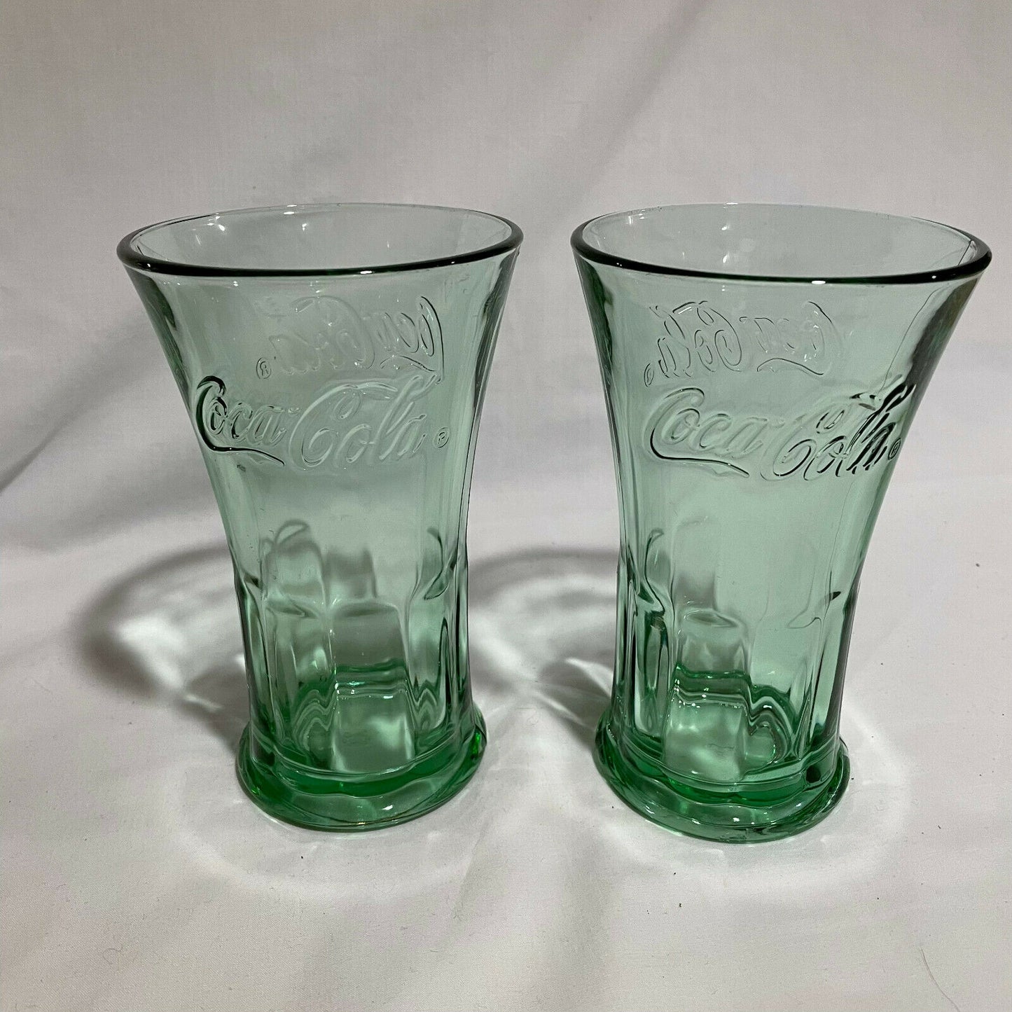 2 Vintage Flared 16 oz Coca Cola Coke Green Libbey Glass Tumblers - Nostalgia 2 Now