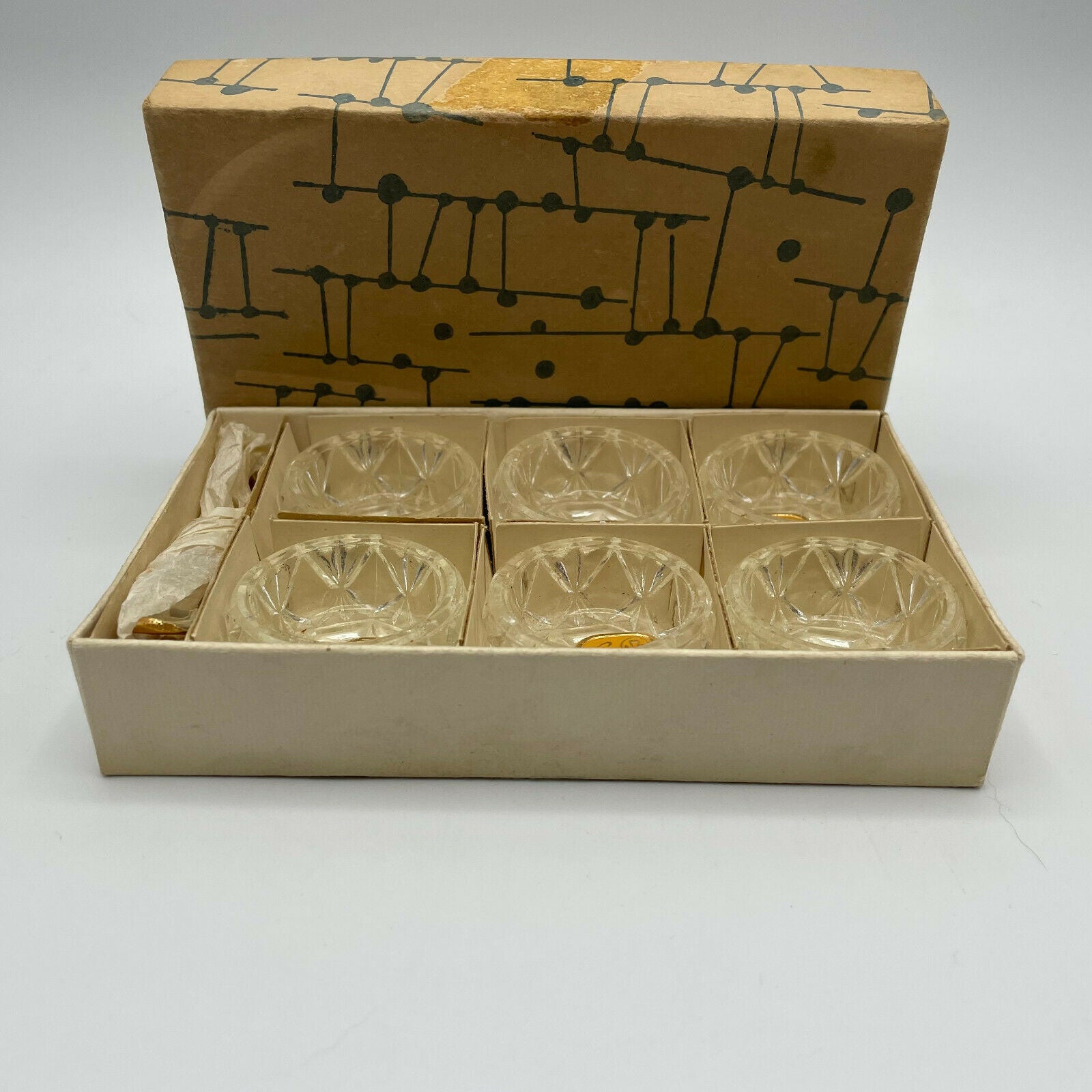 Vintage Bohemian Glass Salt Cellars & Spoons, Set of 6 Original Box - Nostalgia 2 Now