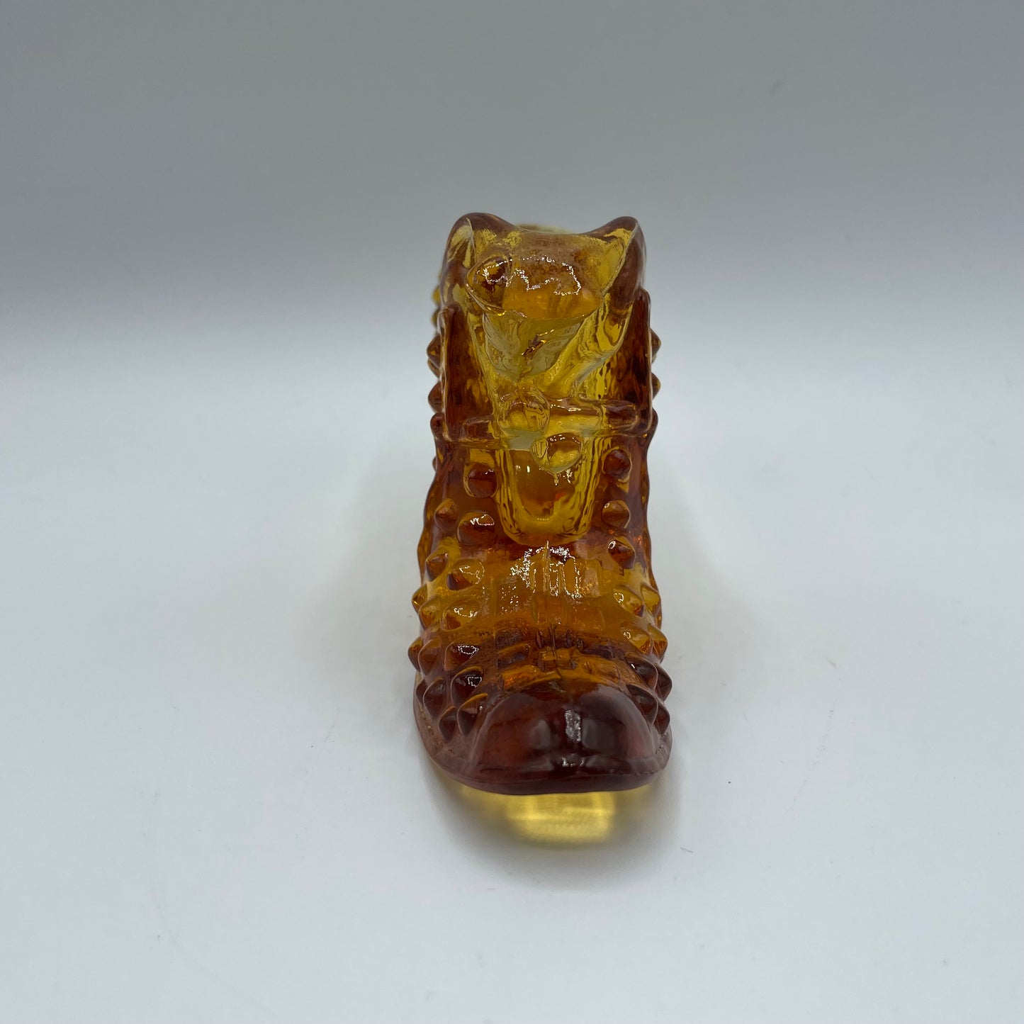 Vintage Fenton Glass Amber Hobnail Cat Head Slipper