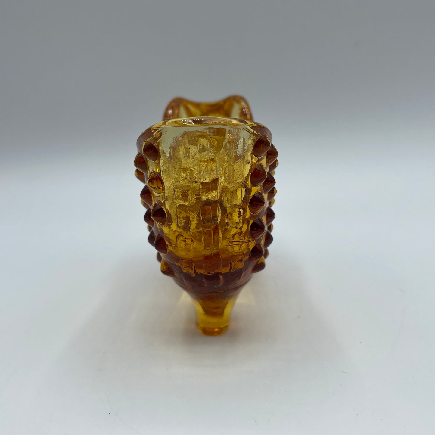 Vintage Fenton Glass Amber Hobnail Cat Head Slipper