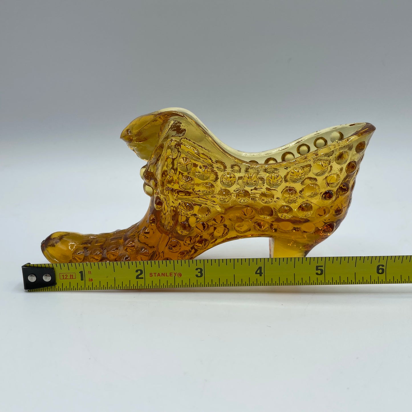 Vintage Fenton Glass Amber Hobnail Cat Head Slipper